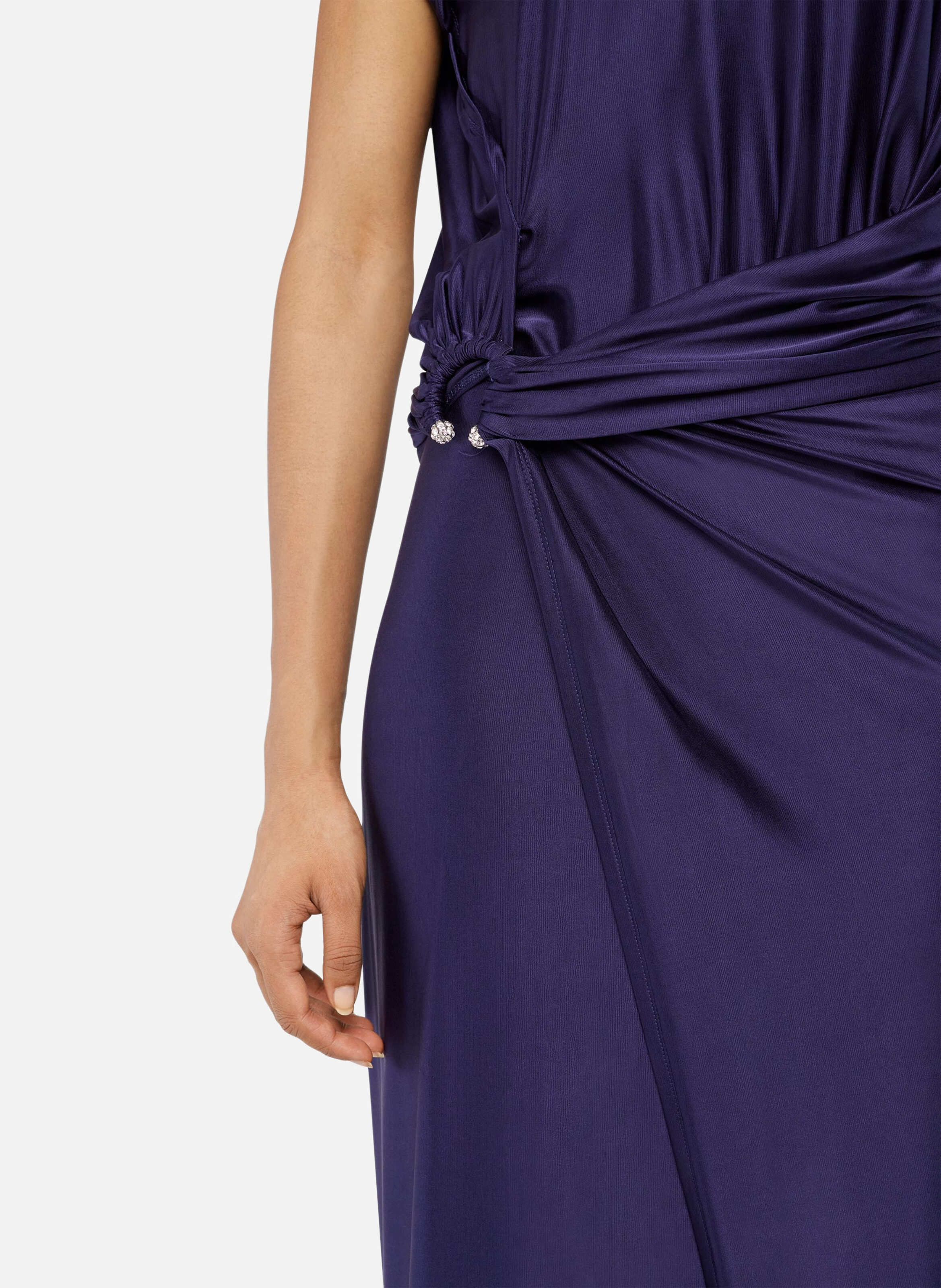 Robe midi en jersey à piercing RABANNE Bleu