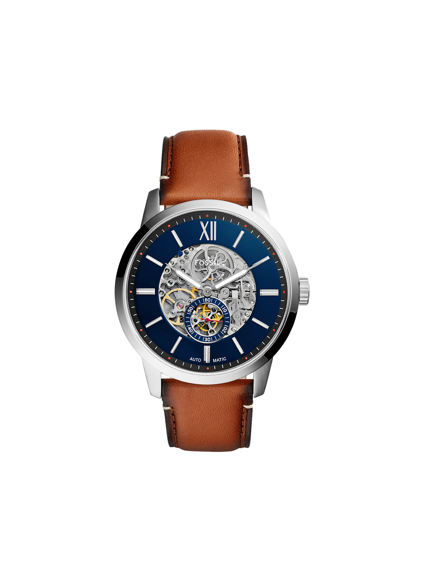 Montre Townsman bracelet en cuir FOSSIL Bleu