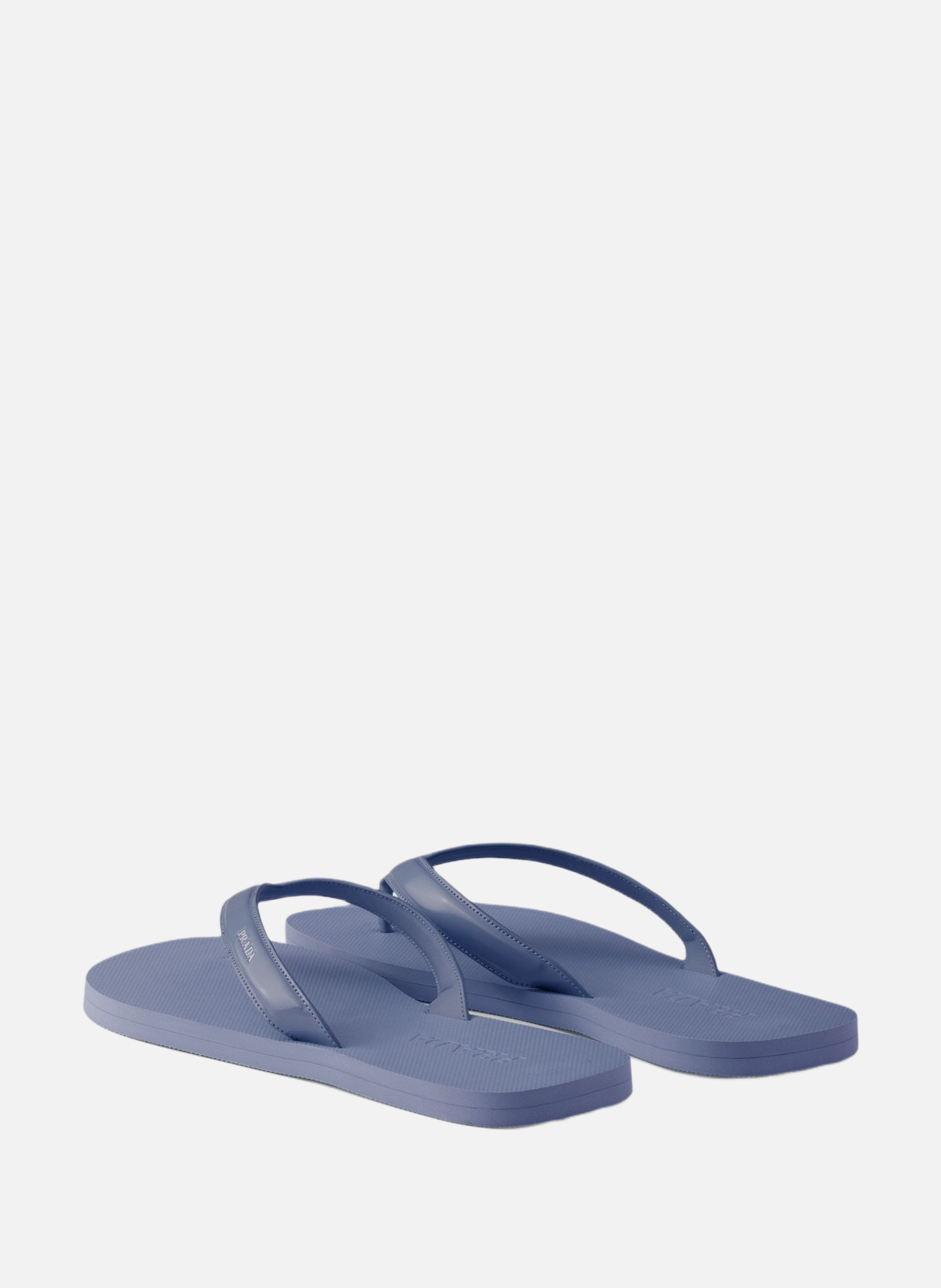 Tongs en cuir brossé PRADA Bleu