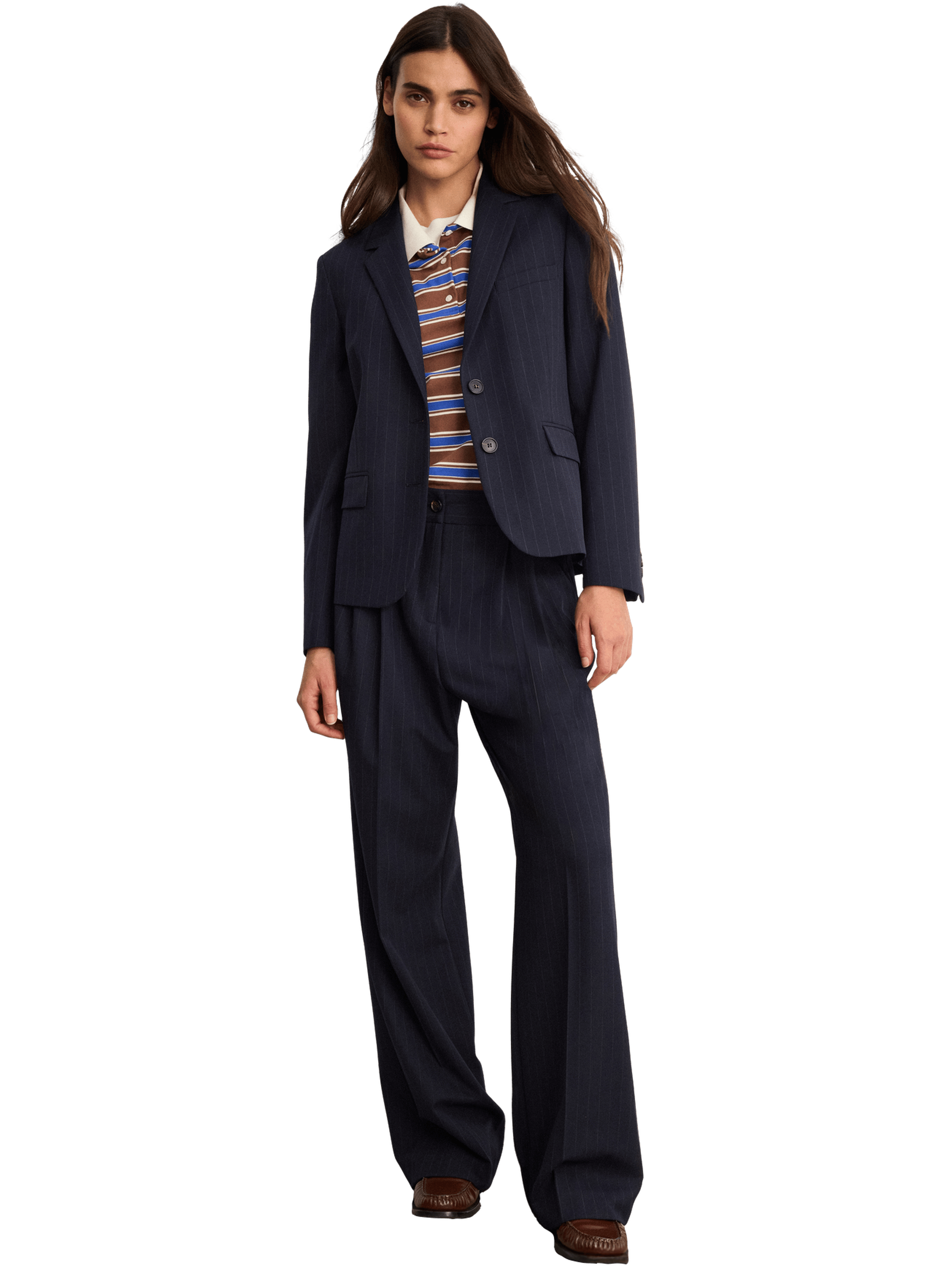 Veste de tailleur à fines rayures - maryline PABLO Bleu