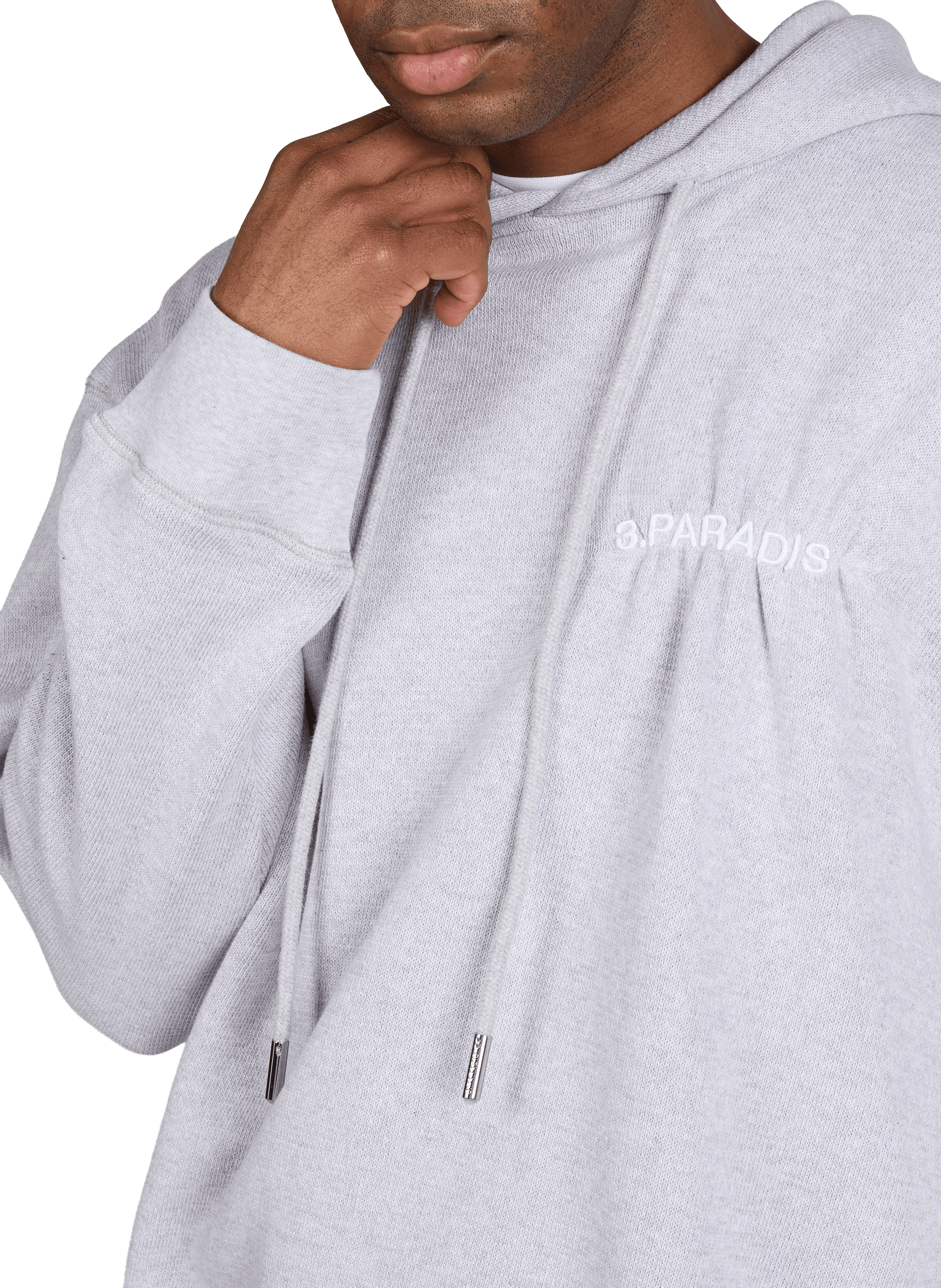 Oversized hooded sweatshirt in piqué cotton 3 PARADIS Grey