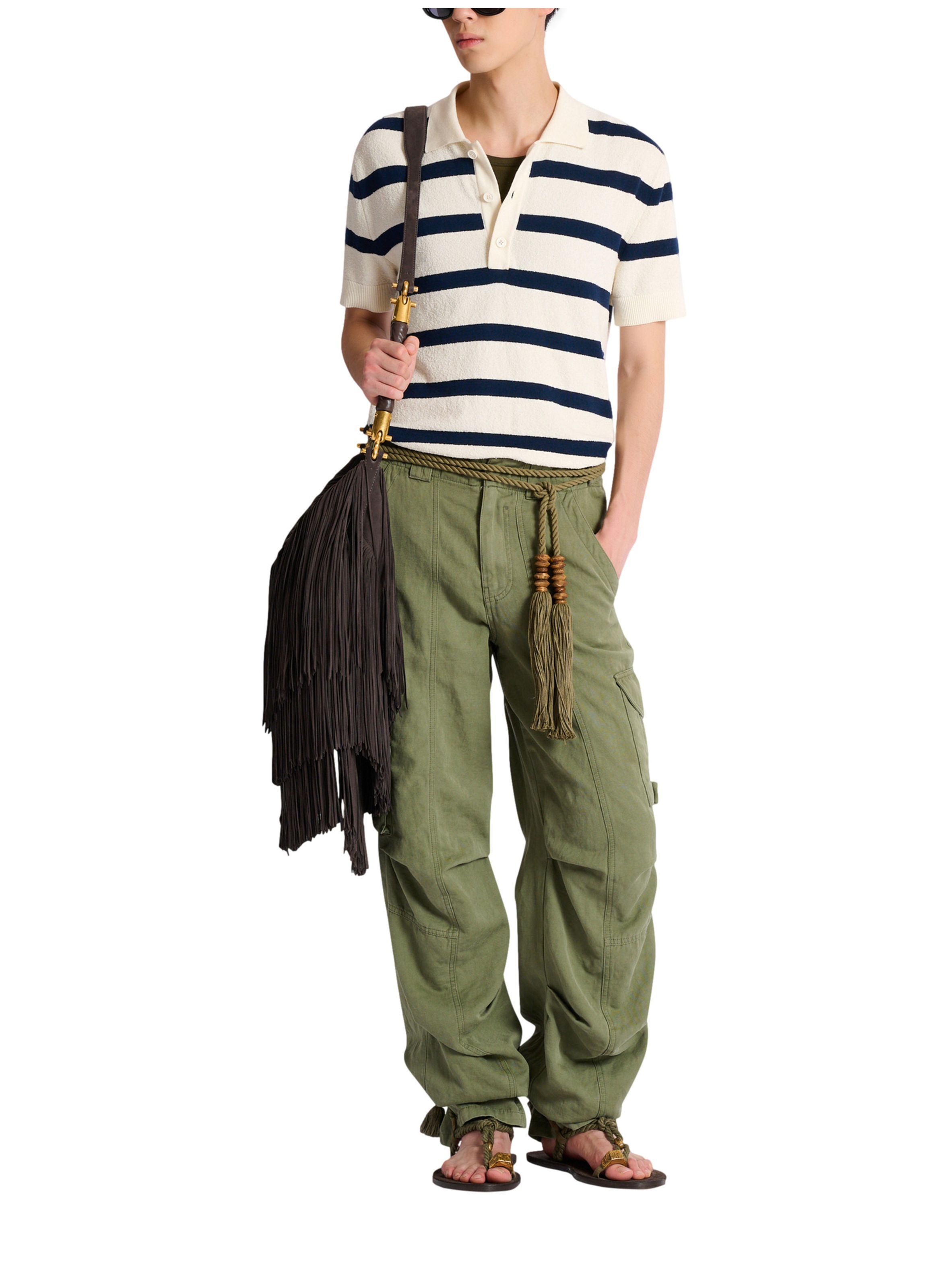 Pantalon cargo balmain stamp en coton et lin BALMAIN Vert