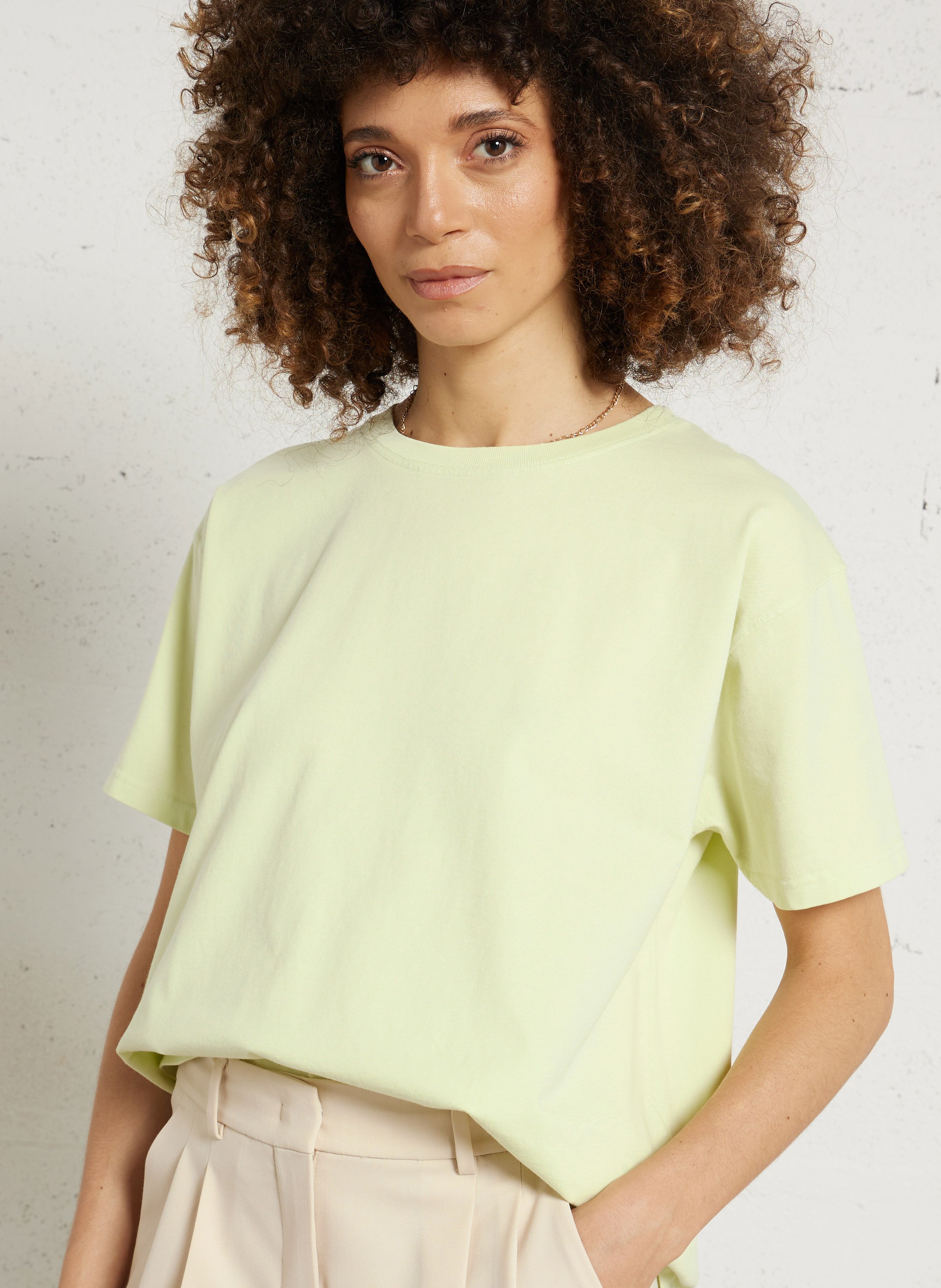 Tee-shirt ample col rond en coton fizvalley AMERICAN VINTAGE Jaune