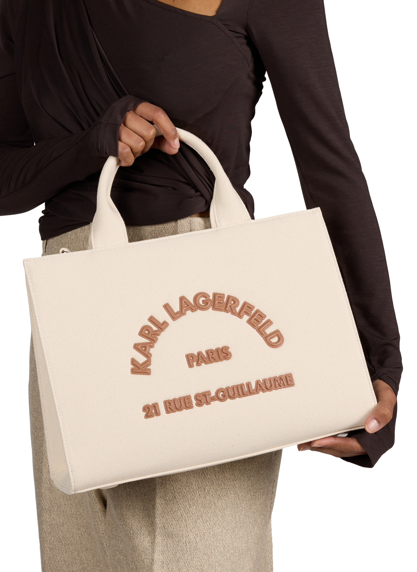 Tote bag 21 rue St-Guillaume KARL LAGERFELD Brown