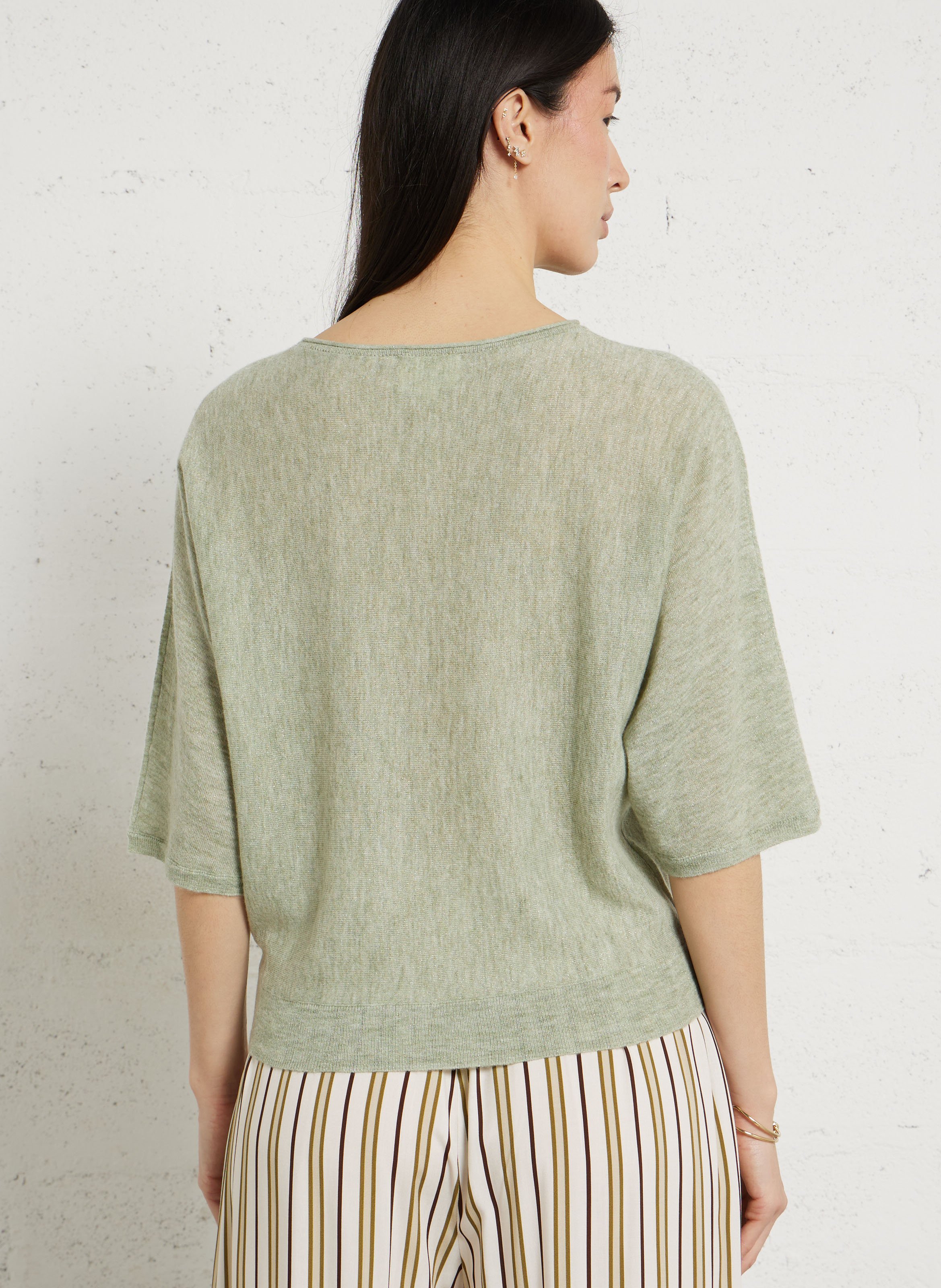 Pull ample col rond métallisé en laine mélangée preston MAISON 123 Vert