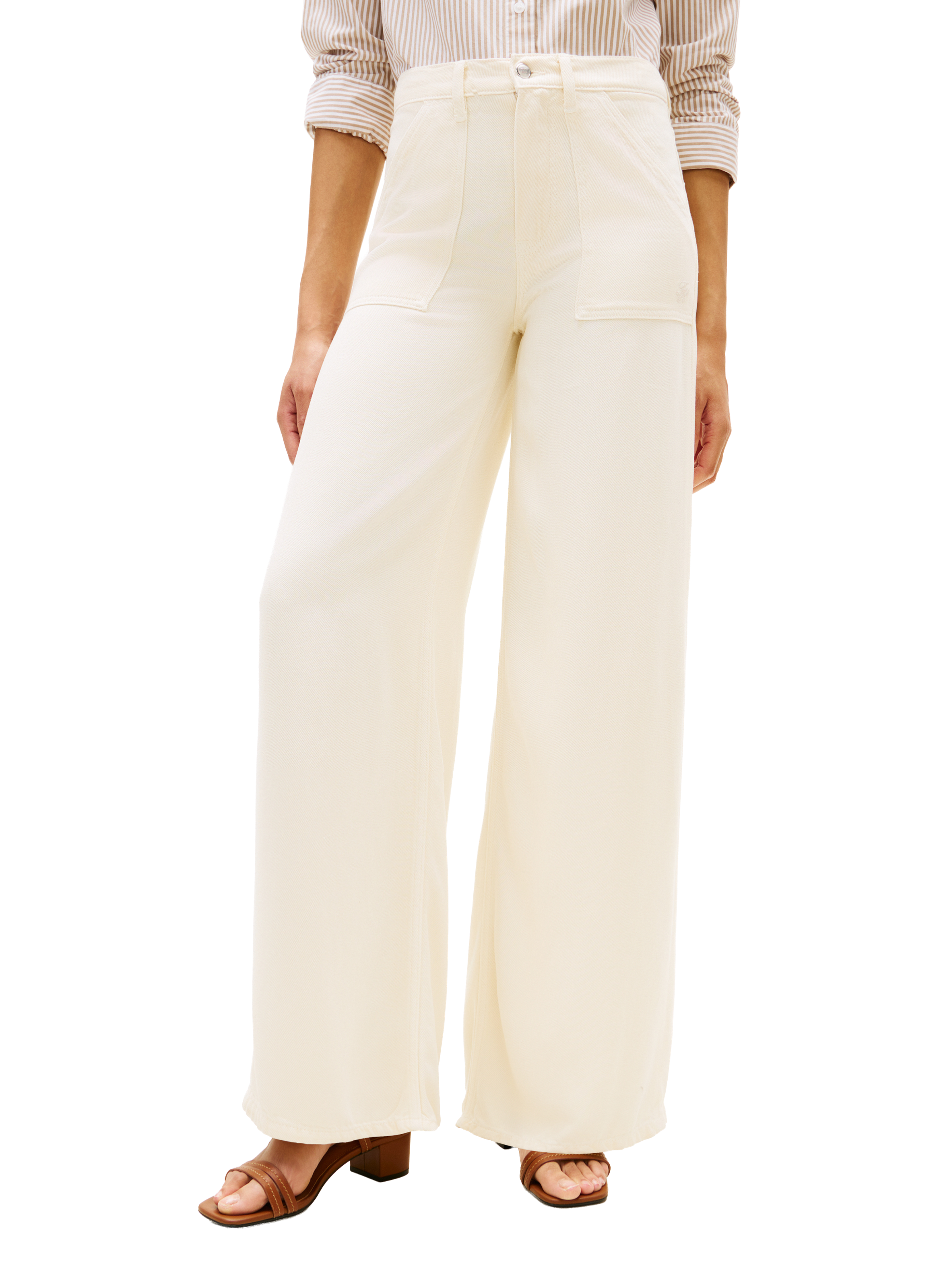 Pantalon large taille haute TOMMY HILFIGER Beige