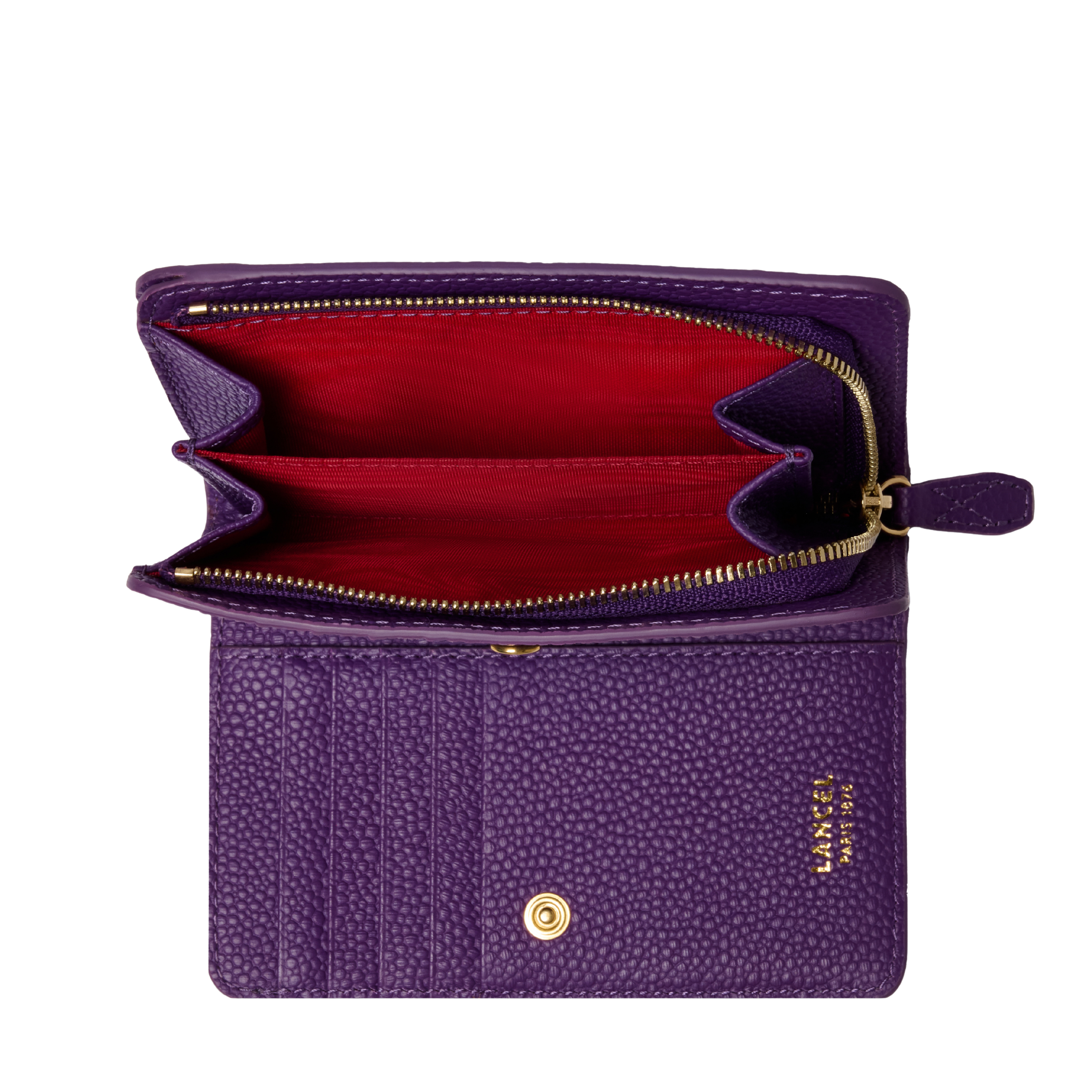 Portefeuille rectangulaire zippé ninon de lancel en cuir Violet