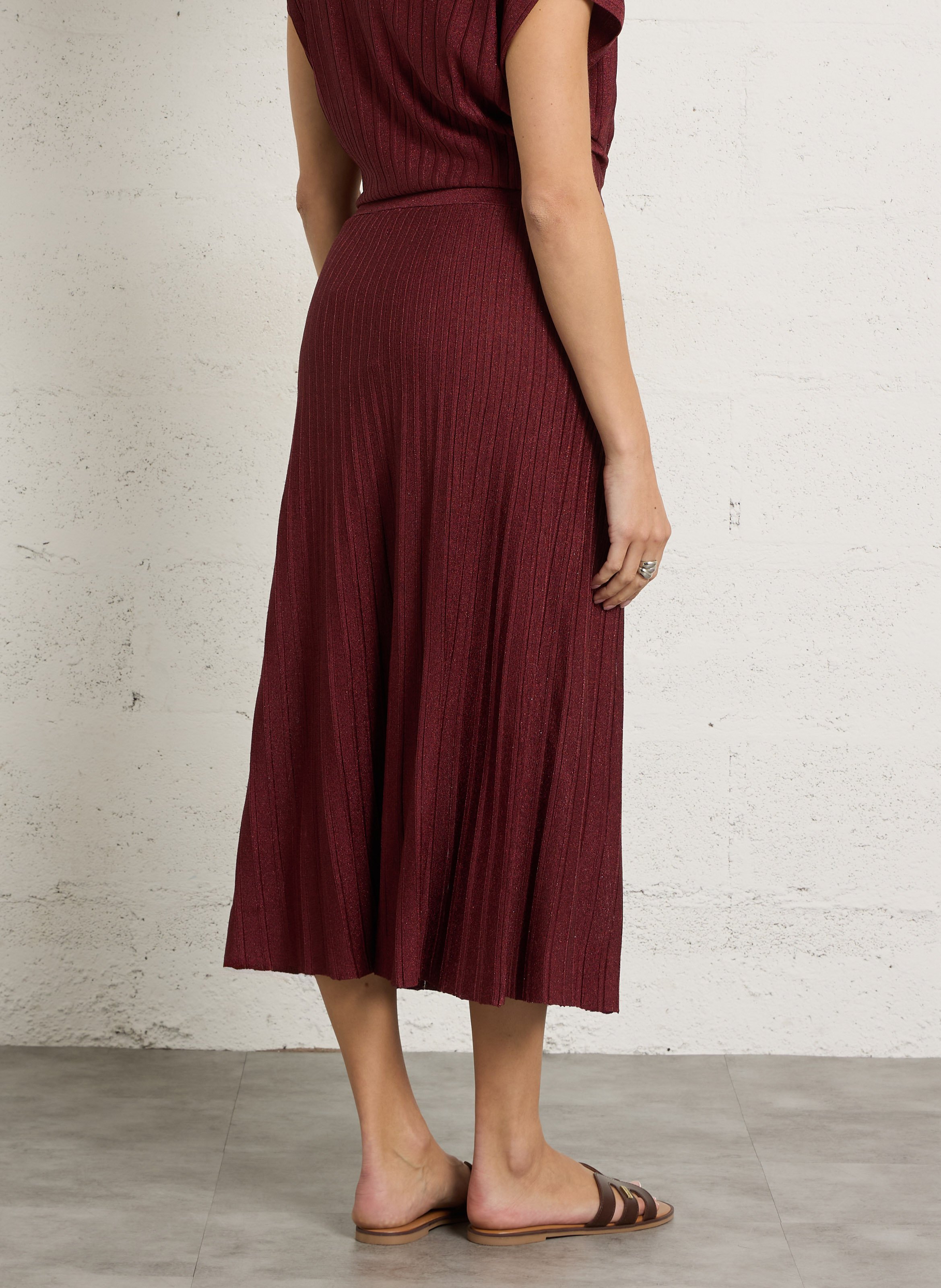 Jupe longue en maille pailletée olympe MAISON 123 Rouge