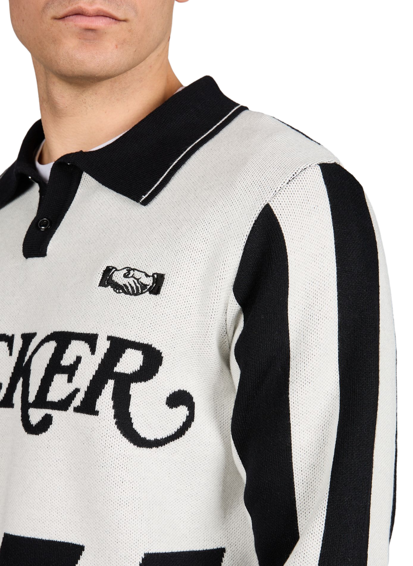 Long-sleeve polo logo JACKER. White