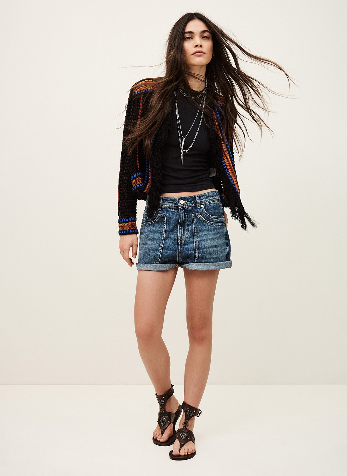 Gilet en crochet col rond bianca BA&SH Multicolore