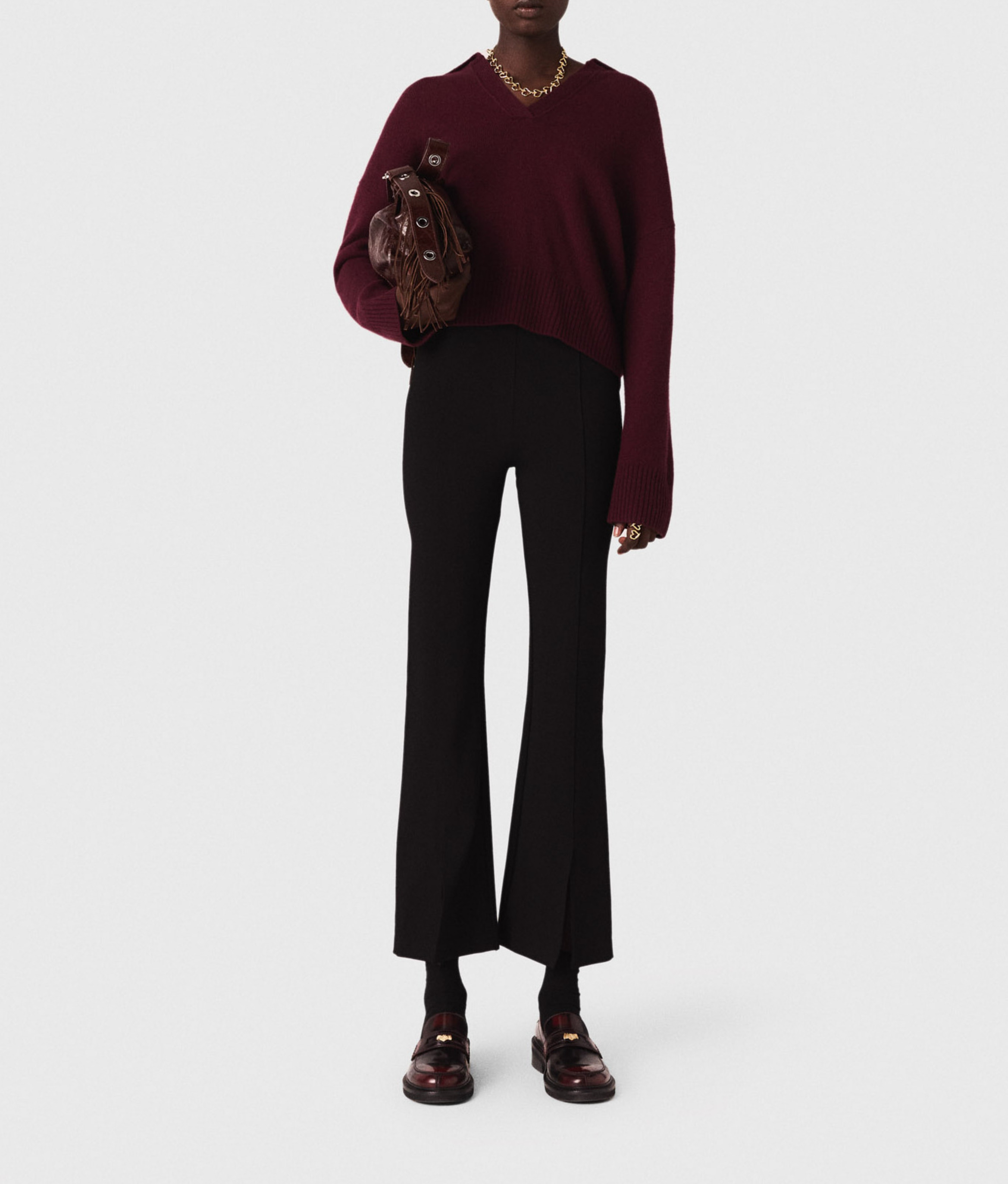 Pantalon fllare fendu MAJE Noir