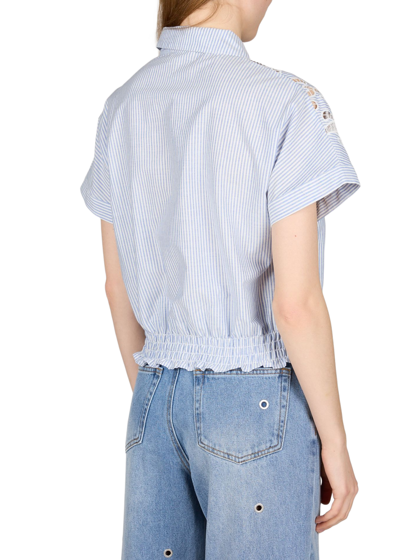 Blouse courte Lolita en coton SUNCOO Bleu