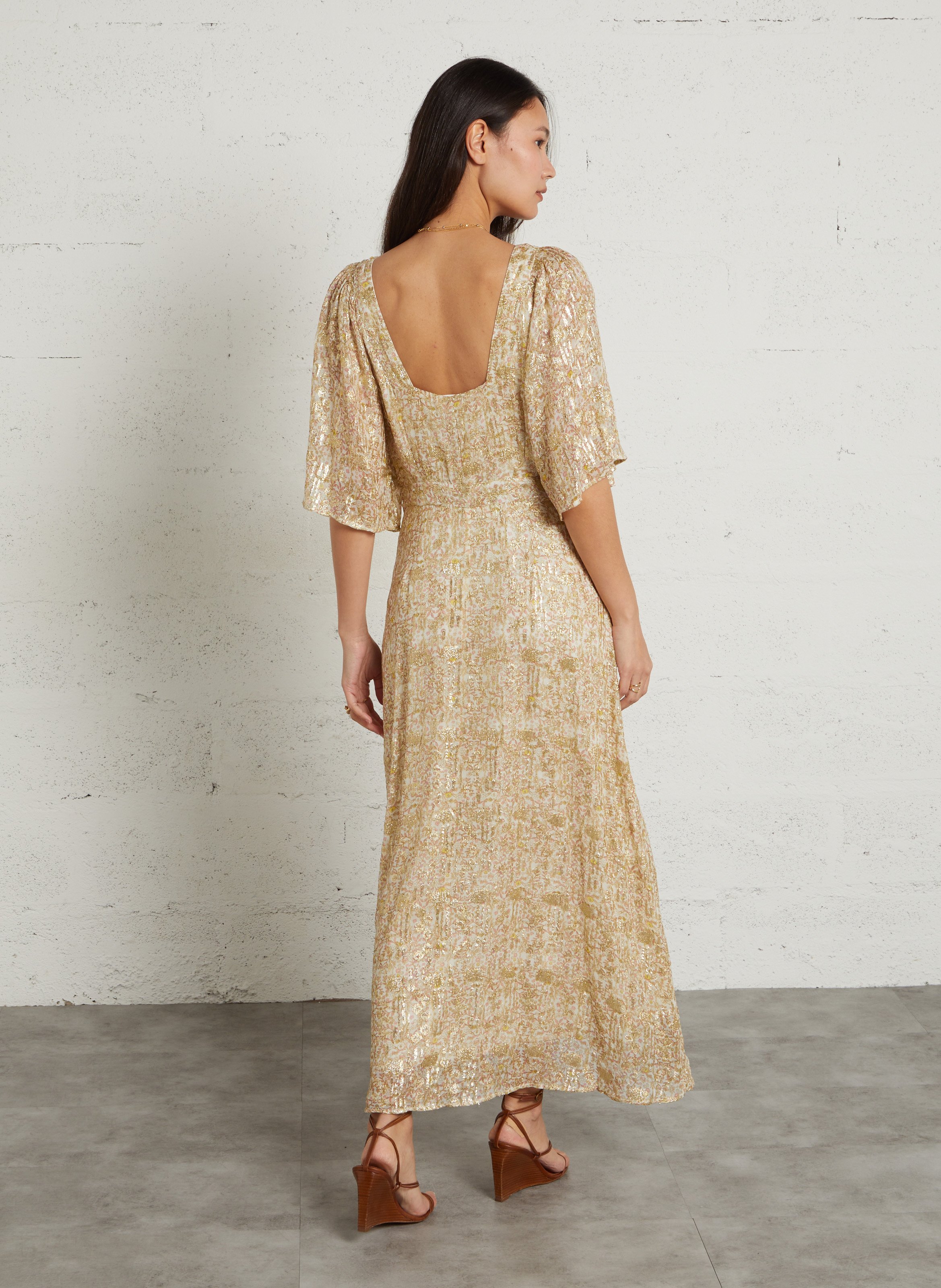 Robe longue imprimée col v bridget MAISON 123 Doré
