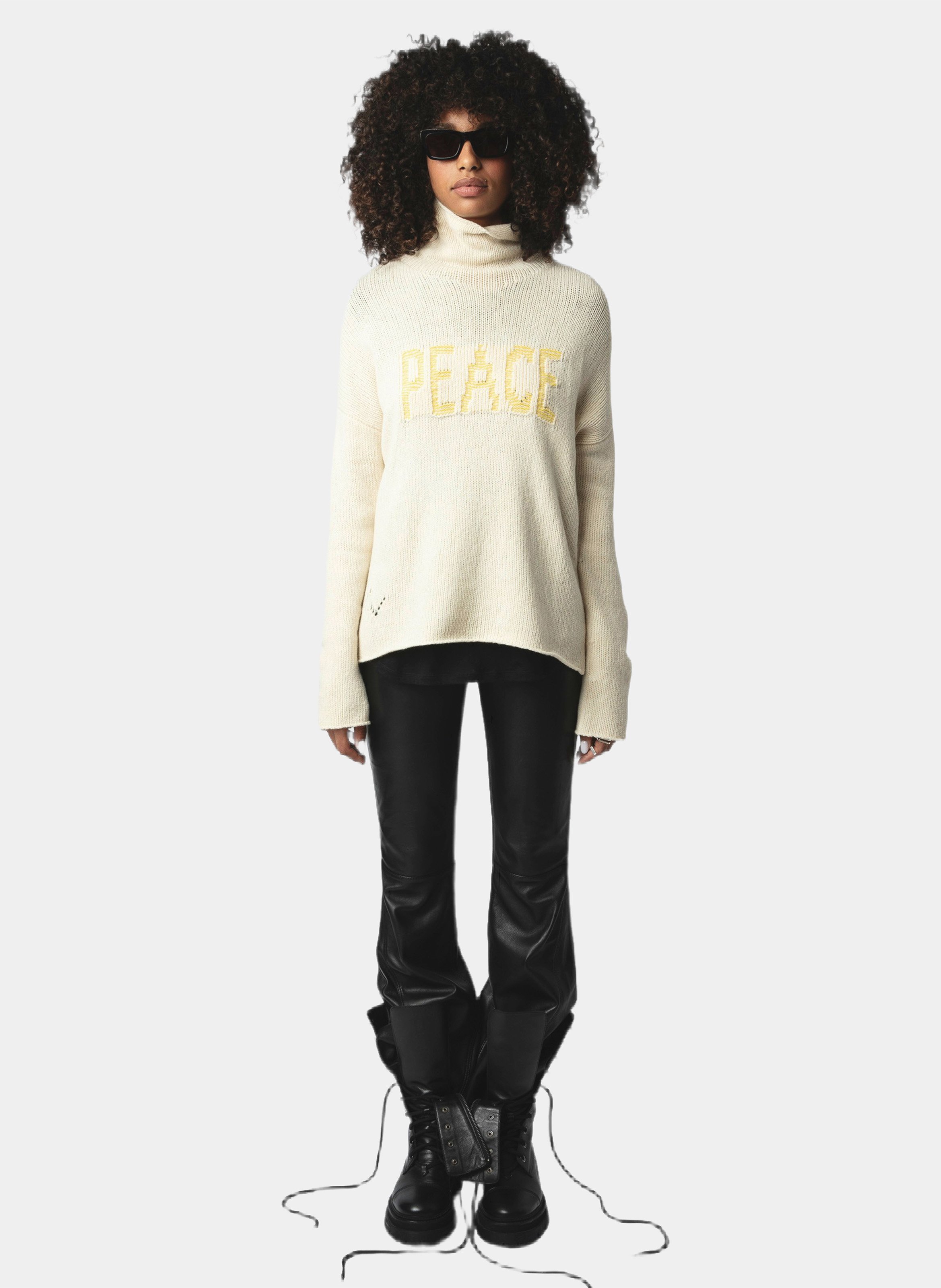 Pull col montant ample en laine almy ZADIG&VOLTAIRE Beige