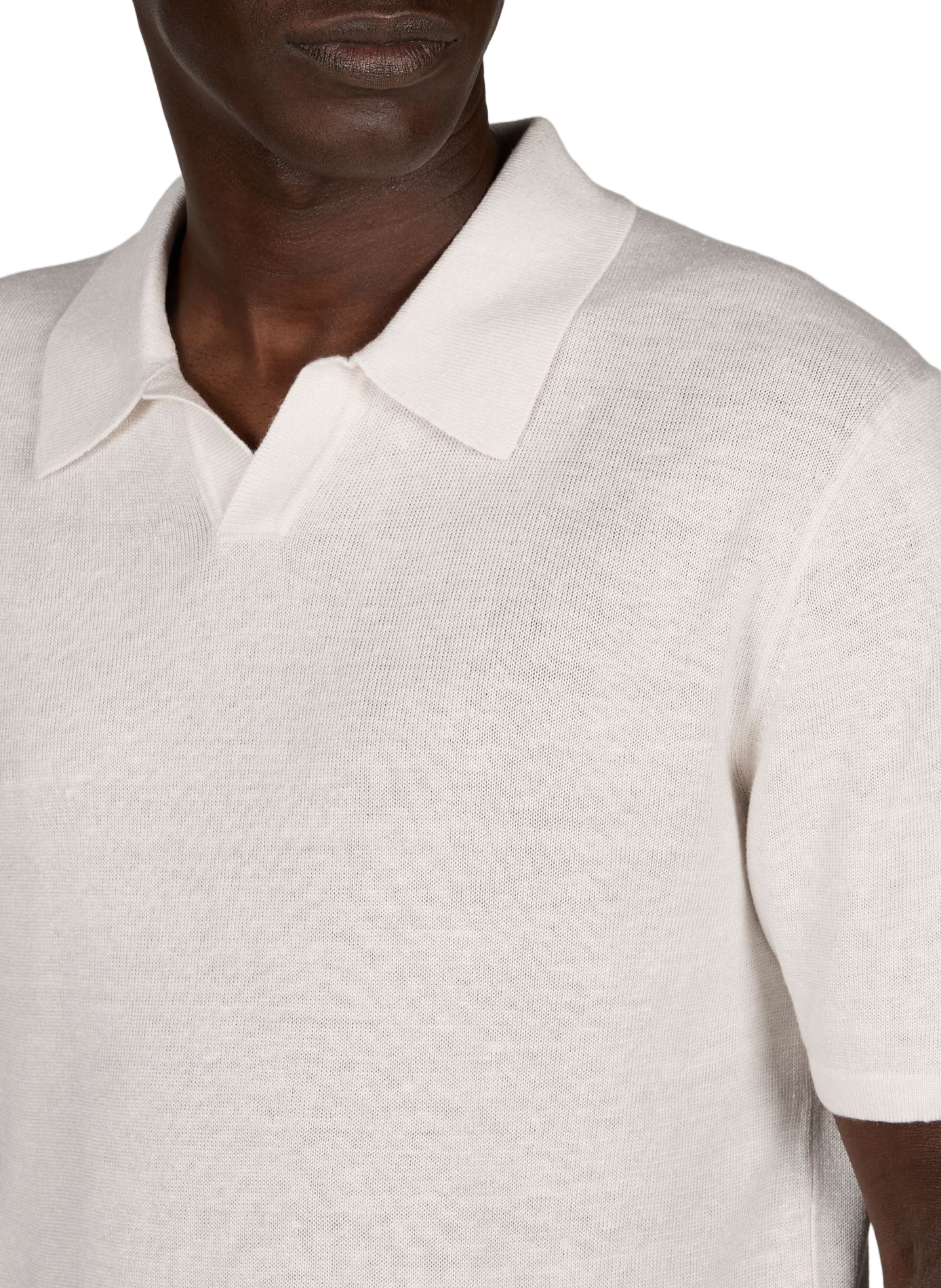 Straight Fit Short Sleeve Linen Blend Polo CALVIN KLEIN Beige