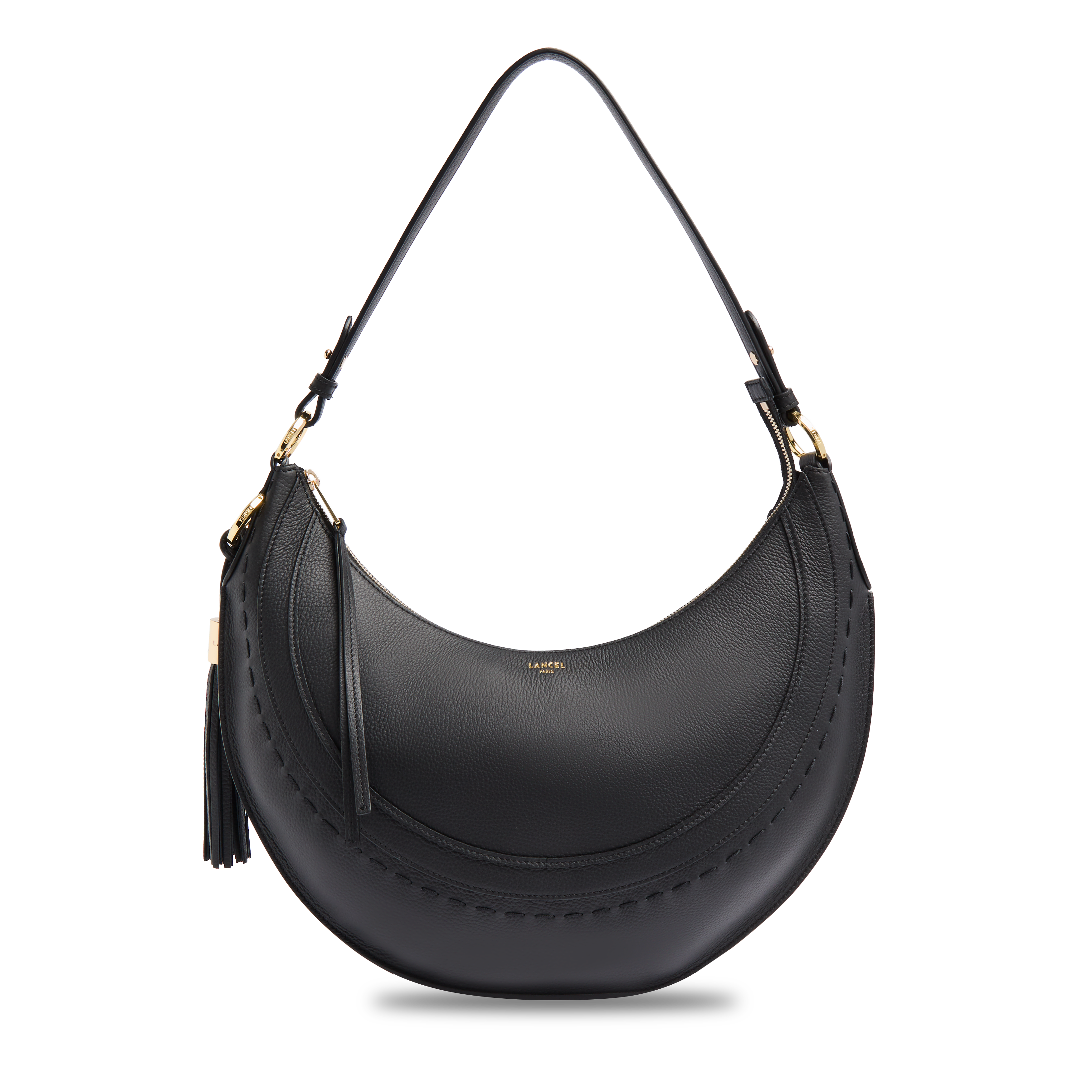 Sac hobo hoboheme de lancel en cuir de vachette graine LANCEL Noir