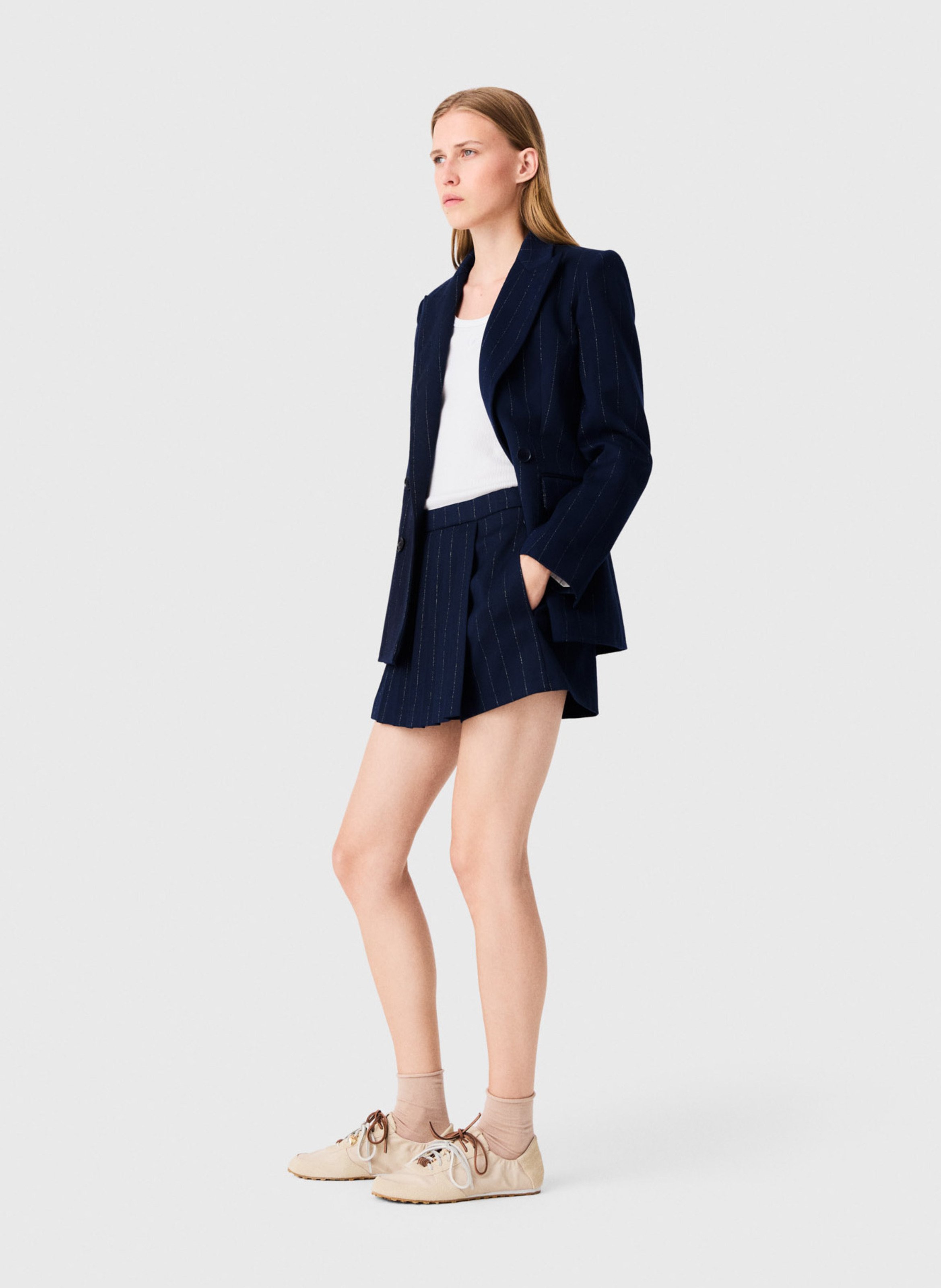 Short jupe à rayures fines MAJE Bleu