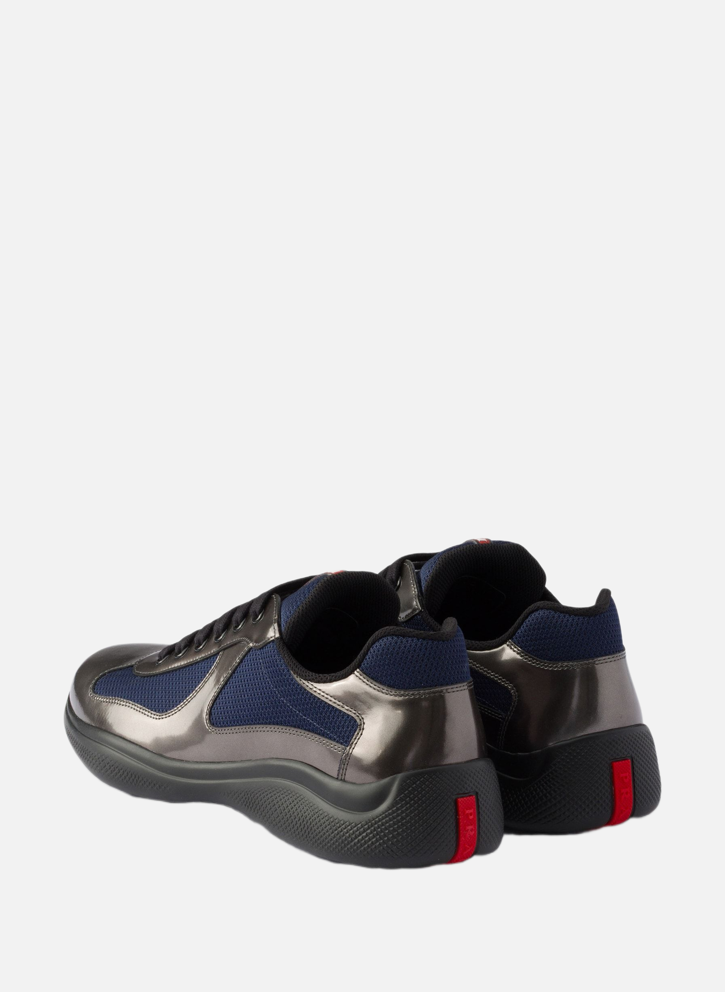 Baskets prada america’s cup en cuir métallisé et t PRADA Gris