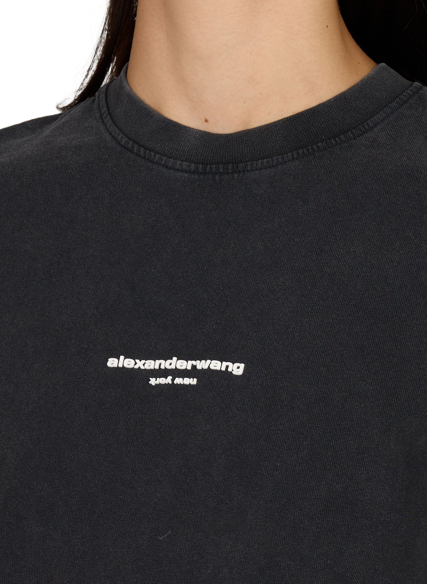 Tee-shirt col rond en coton ALEXANDER WANG Noir