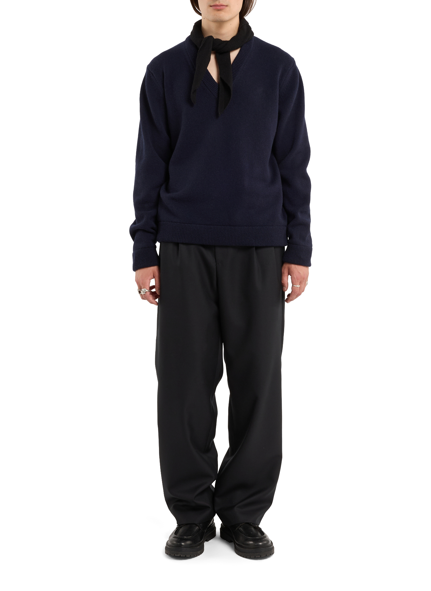 Oversized wool V-neck sweater SAISON 1865 Blue