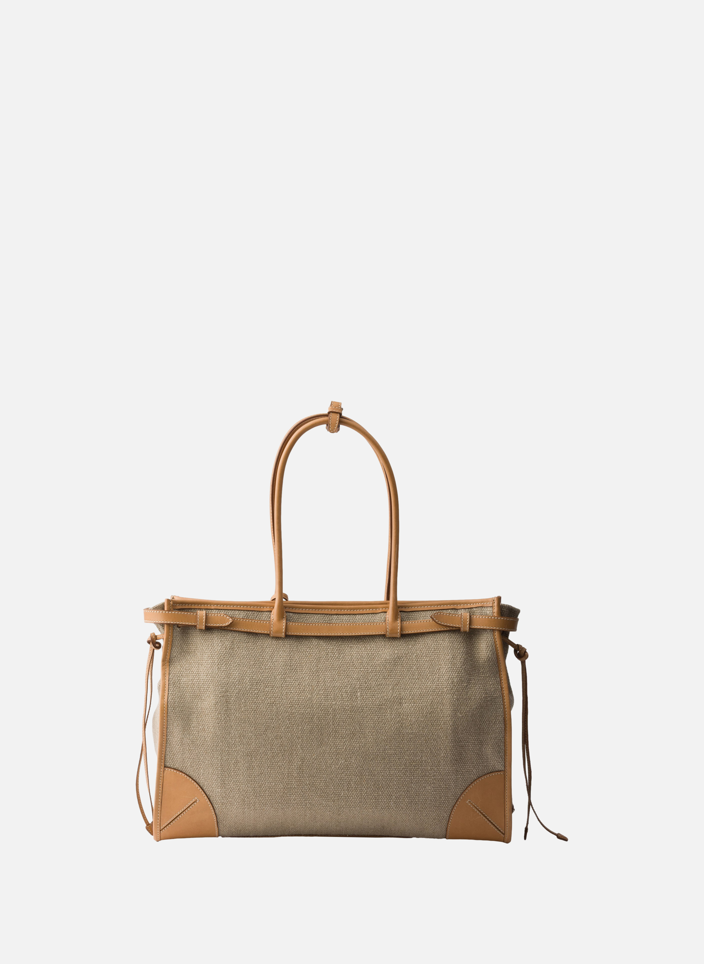 Cabas prada bonnie en lin et cuir PRADA Beige