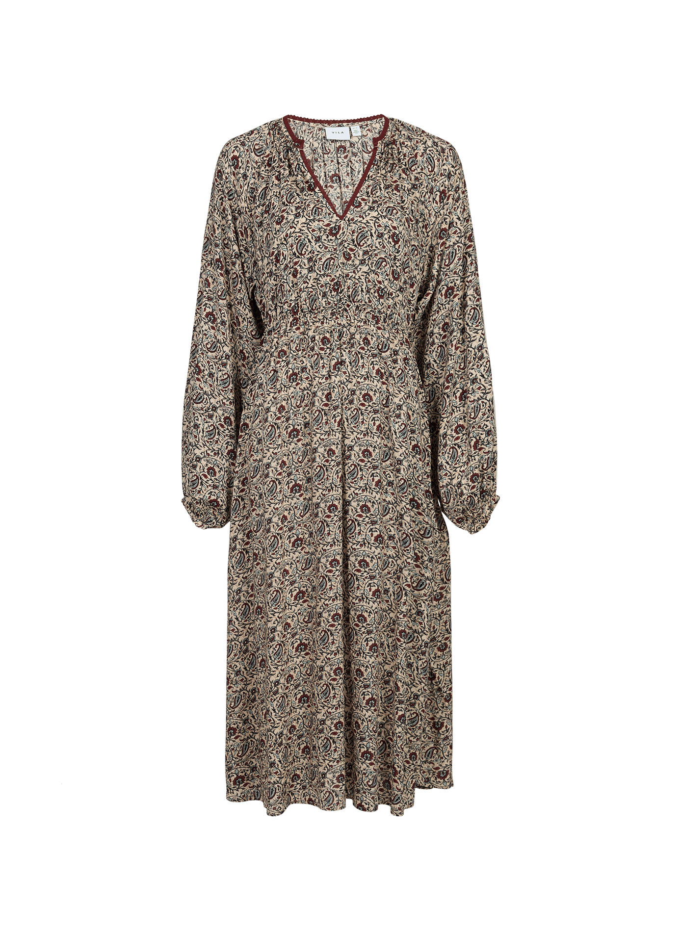 Lange jurk Vimuranda met print VILA Beige