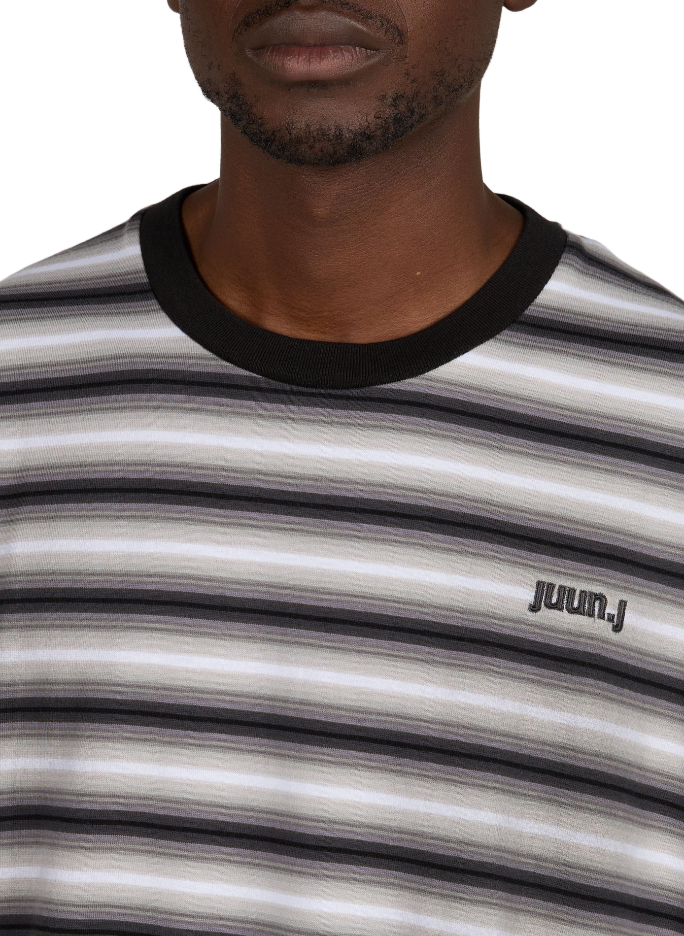 Striped cotton T-shirt JUUN.J Black