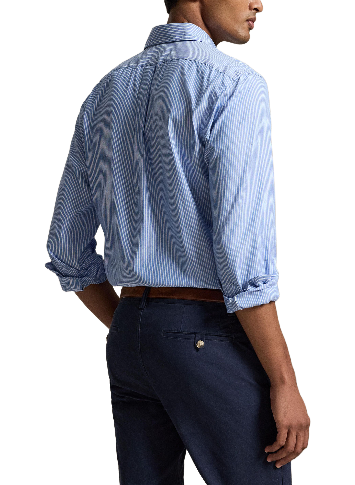 Chemise droite col classique rayée en coton mélangé POLO RALPH LAUREN Blanc