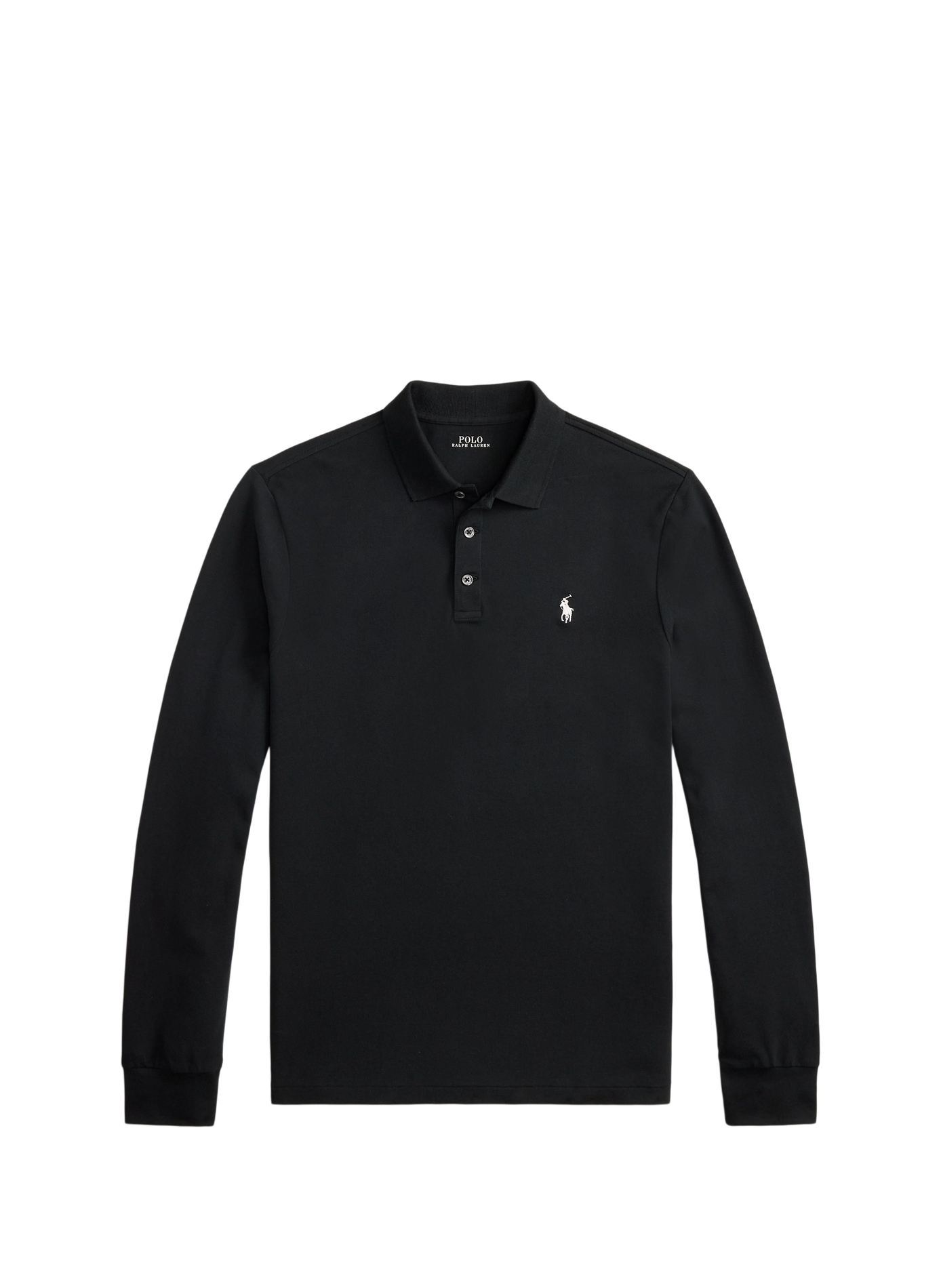 Lange mouw poloshirt met geborduurd logo in gemengd katoen. POLO RALPH LAUREN Zwart