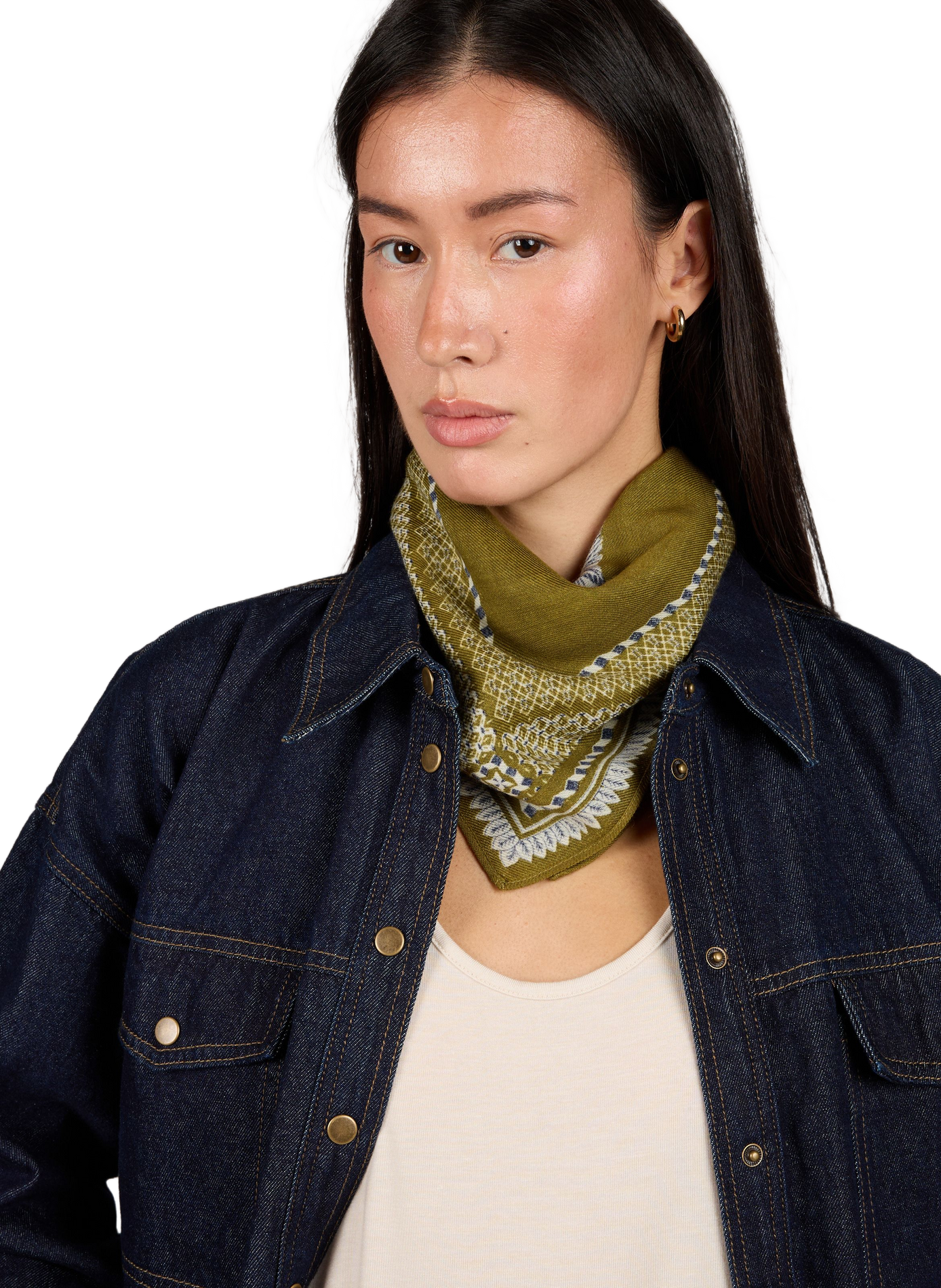 Printed OWL wool scarf INOUI EDITIONS Khaki