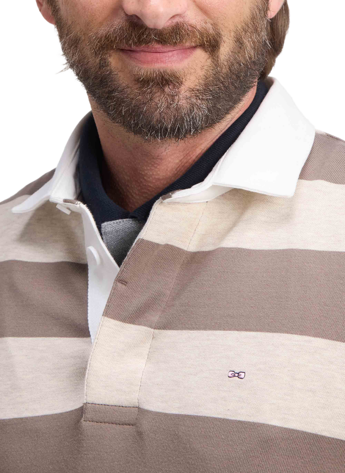 Polo droit rayé en coton EDEN PARK Beige
