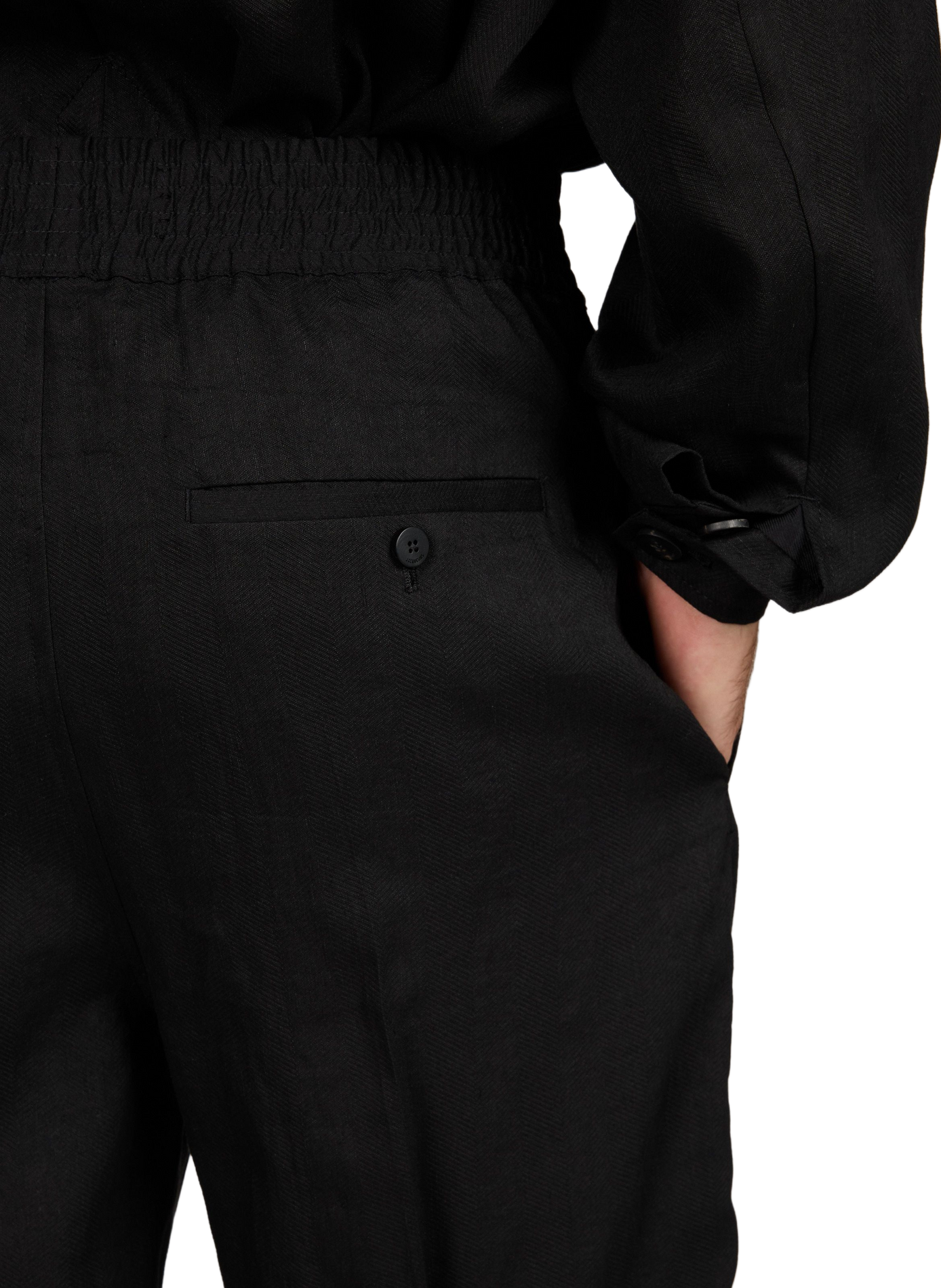 Effen gekleurde broek met brede elastische tailleband JACQUEMUS Zwart