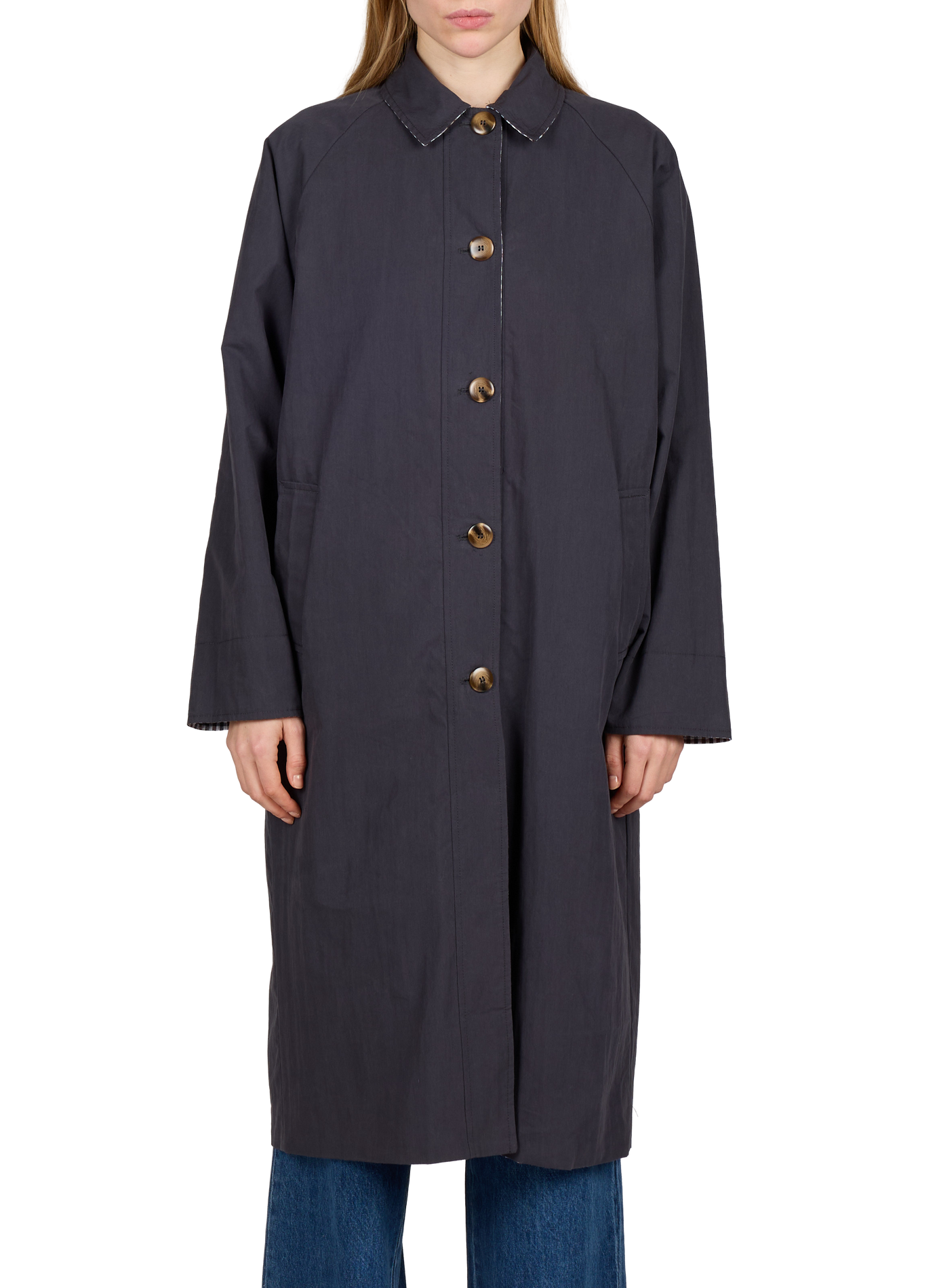 Mid-length printed trench coat GARANCE Blue