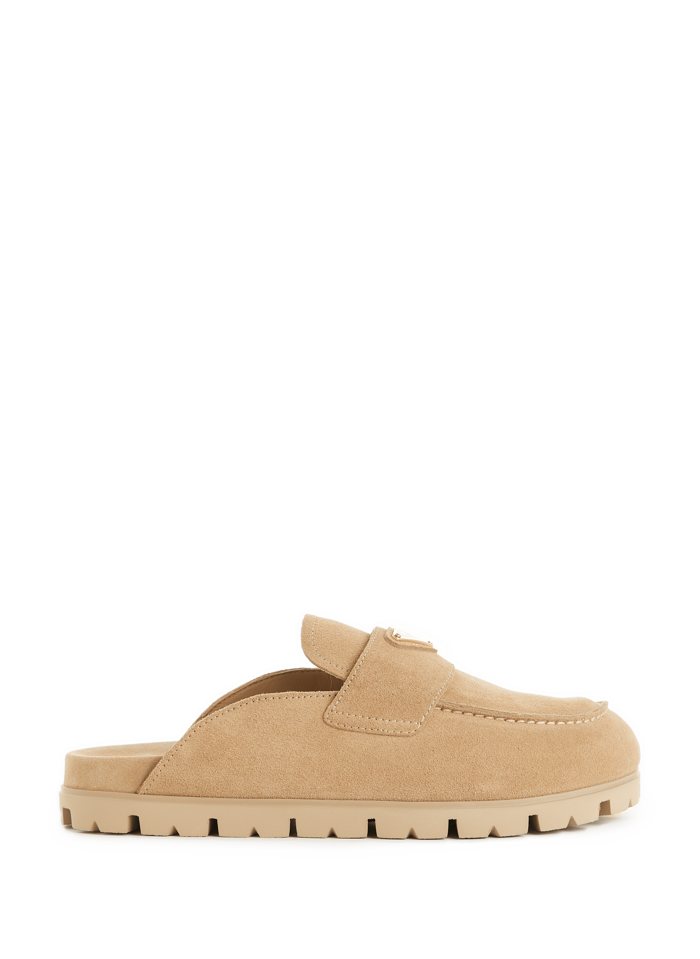 Suede leather mules PRADA Beige
