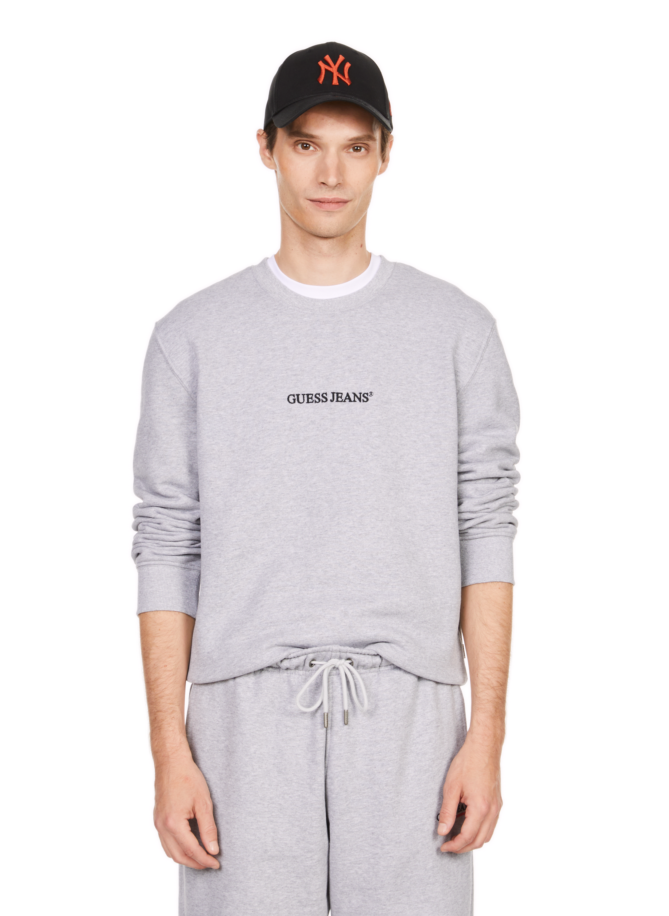 Sweatshirt col rond en coton mélangé GUESS Gris