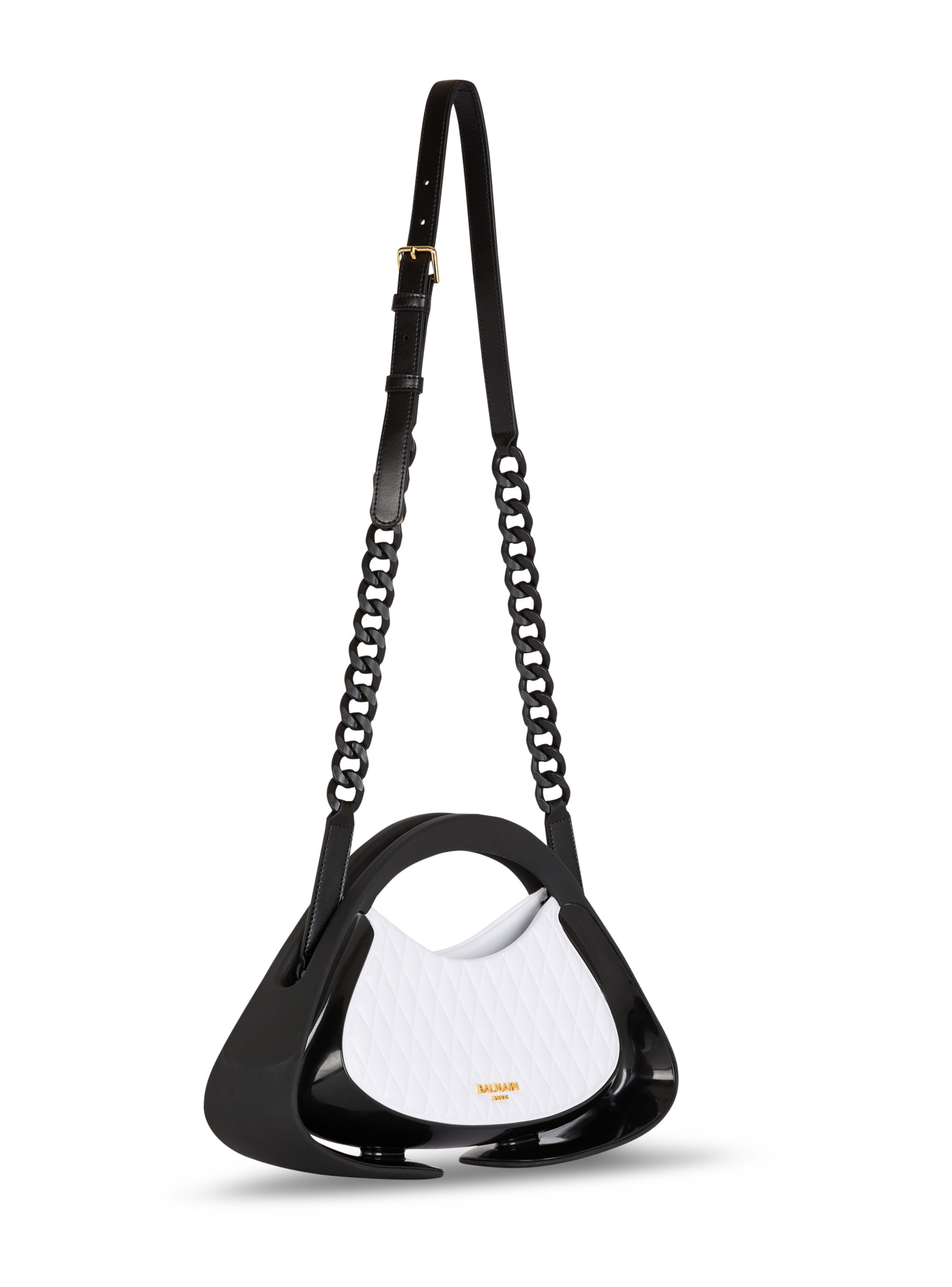 Sac jolie madame medium bicolore matelassé BALMAIN Blanc