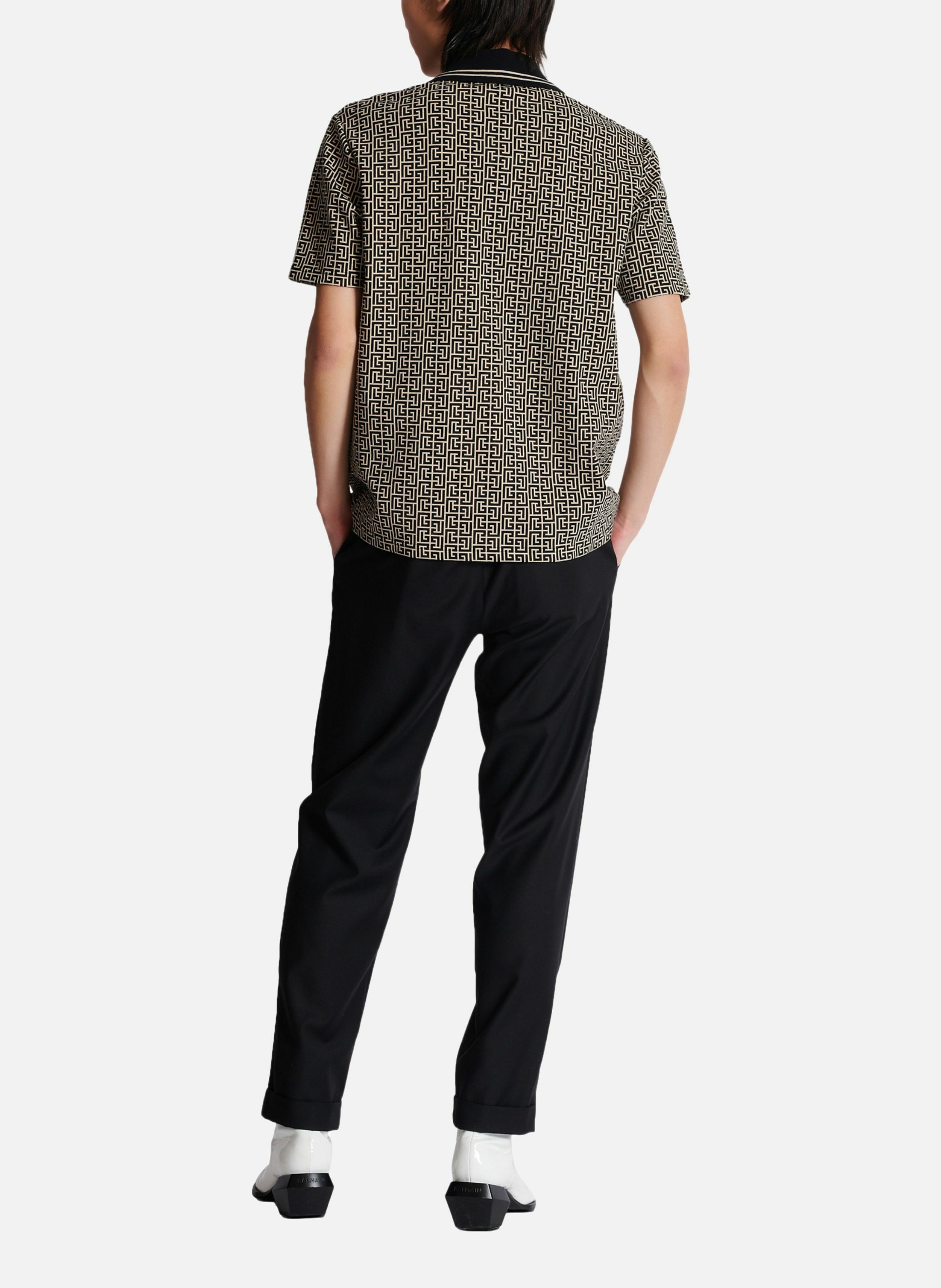 Polo en jacquard monogramme pb labyrinthe BALMAIN Noir