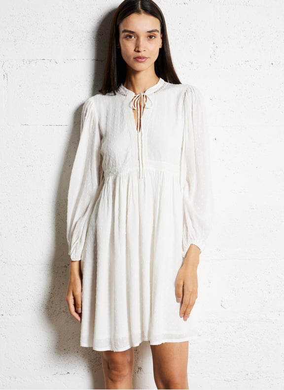 Robe courte col tunisien petunia Blanc by BA&SH BA&SH Robe courte col tunisien petunia Blanc