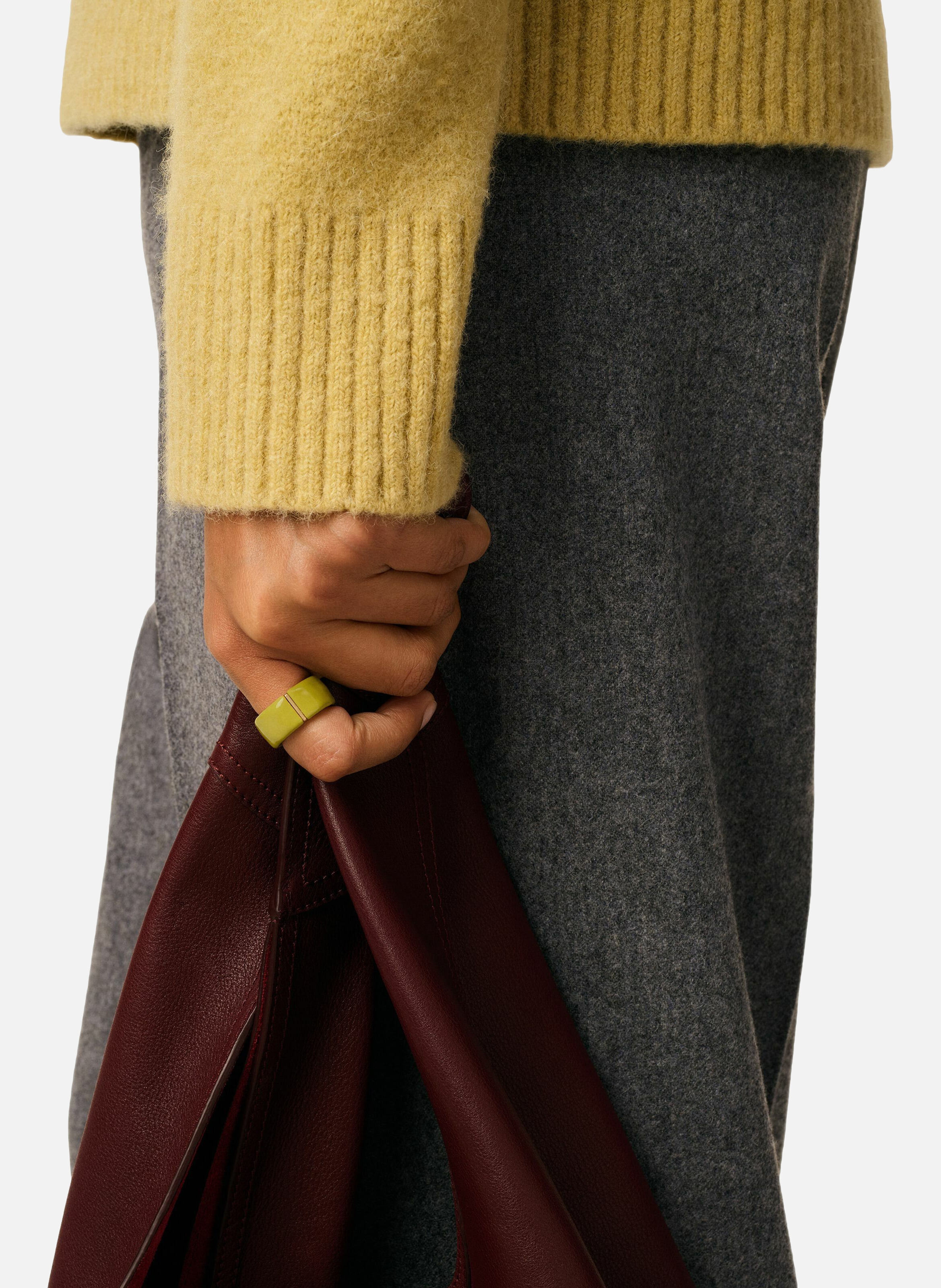 Bague laquée emaillée en laiton unisexe AMI PARIS Vert