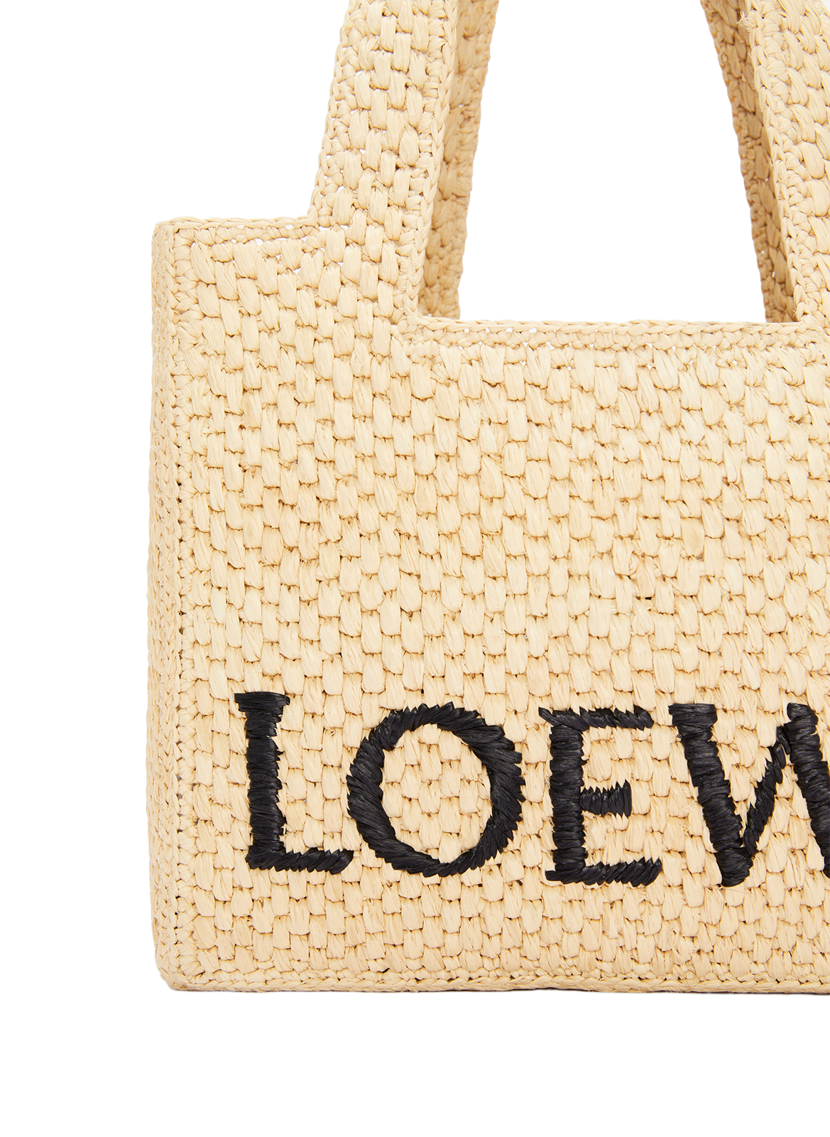 LOEWE Small Raffia and Leather Font Tote LOEWE Beige