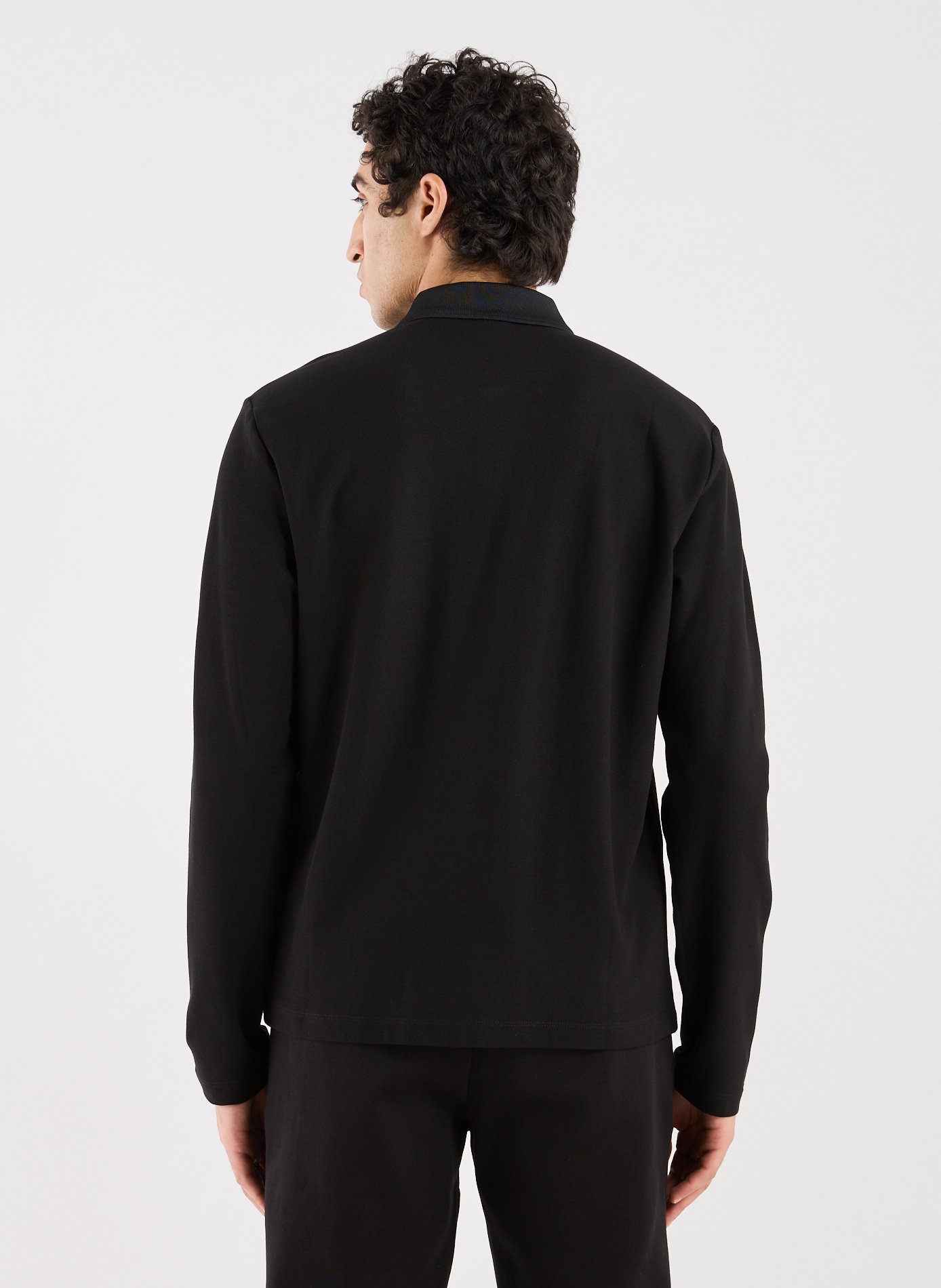 Long-sleeve cotton Polo shirt ARMANI EXCHANGE Black