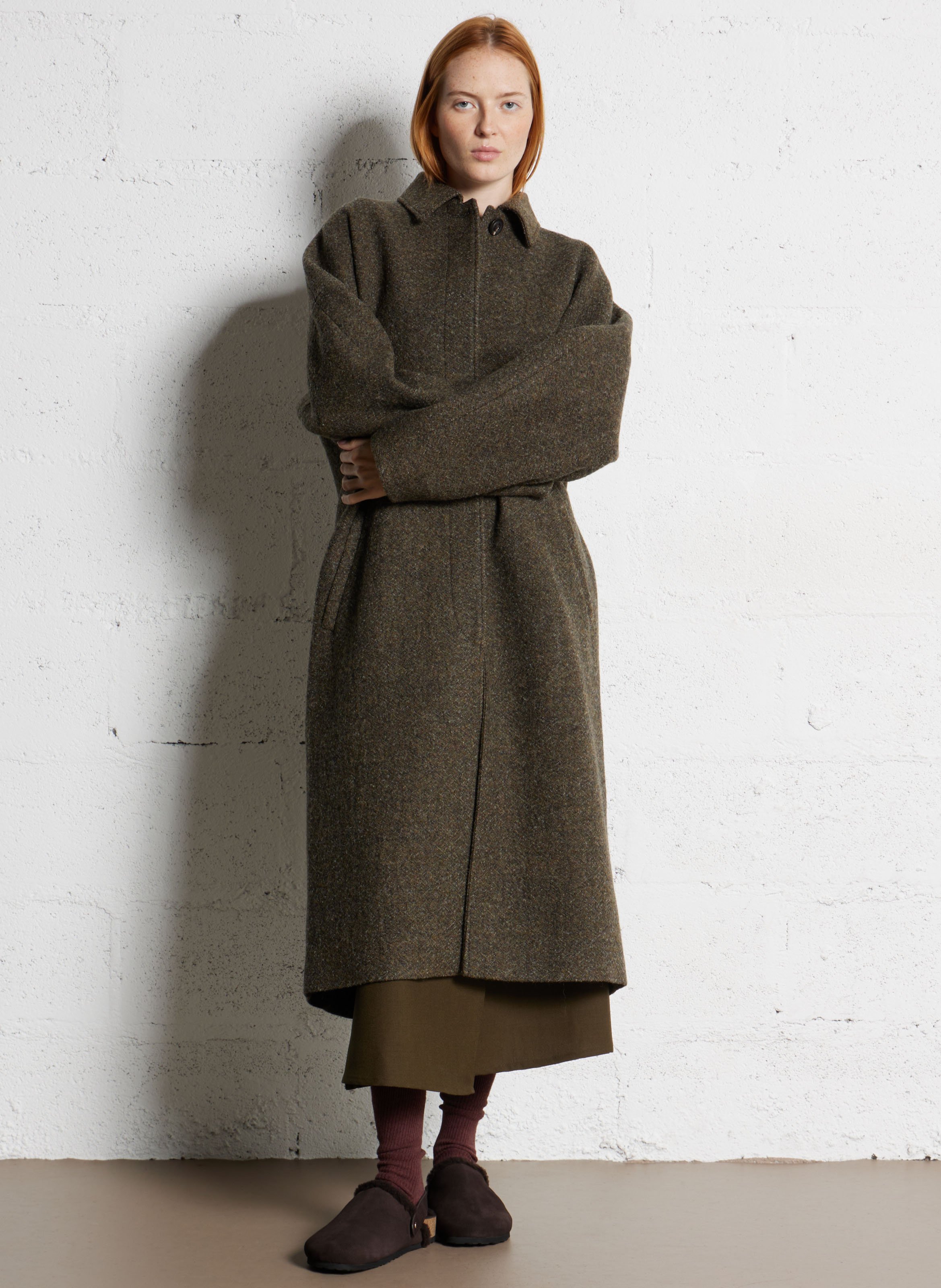 Long manteau en laine guilhem SOEUR Kaki