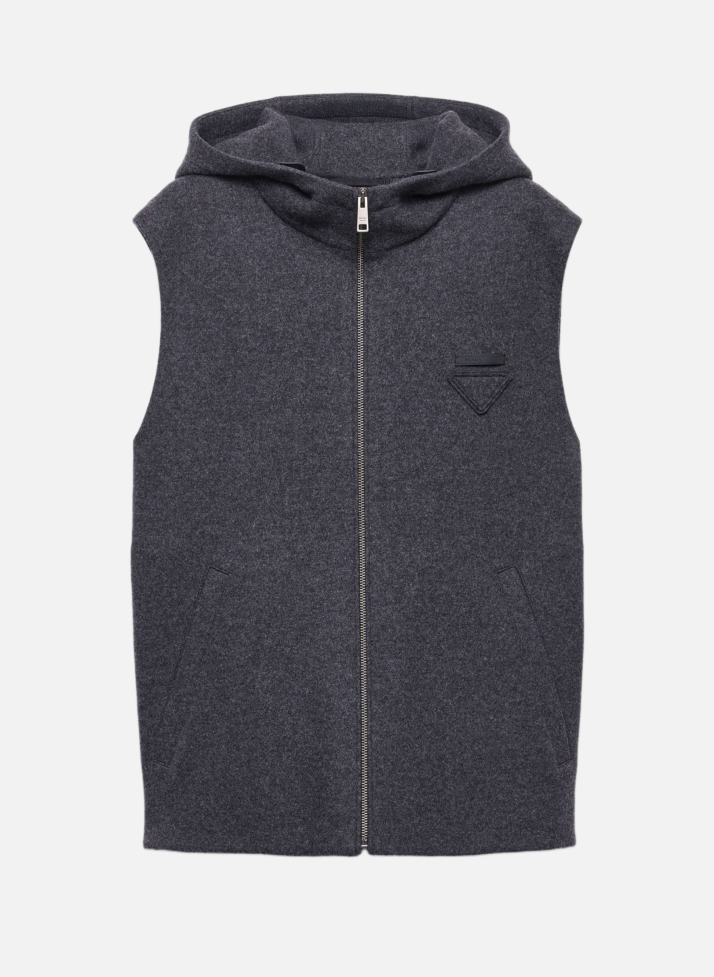 Gilet en laine et cachemire avec fermeture à gliss PRADA Gris