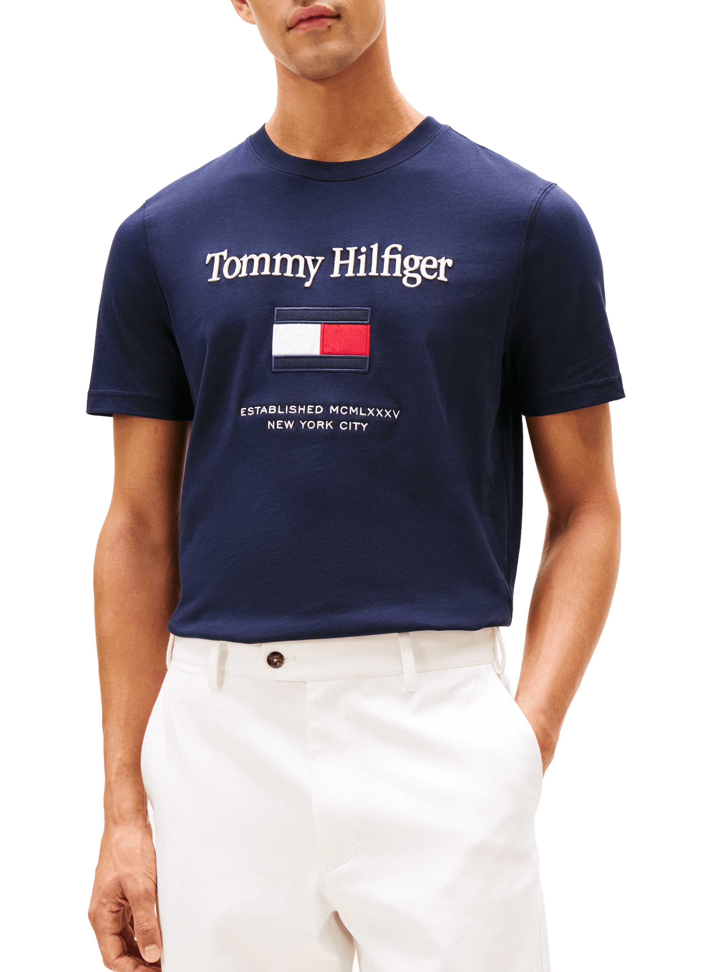 T-shirt manches courtes avec logo brodé TOMMY HILFIGER Bleu