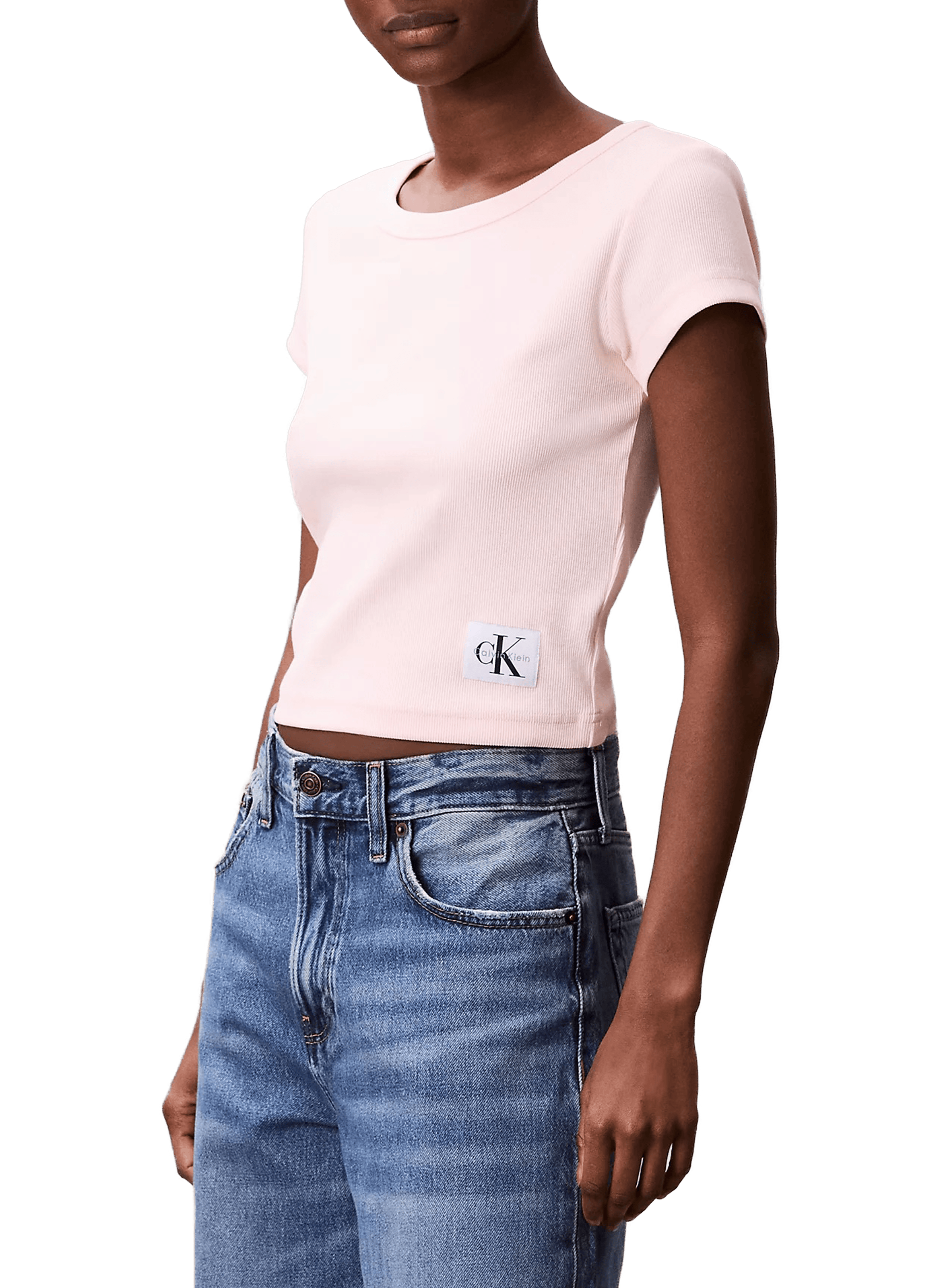 CALVIN KLEIN T-shirt court en coton mélangé Rose