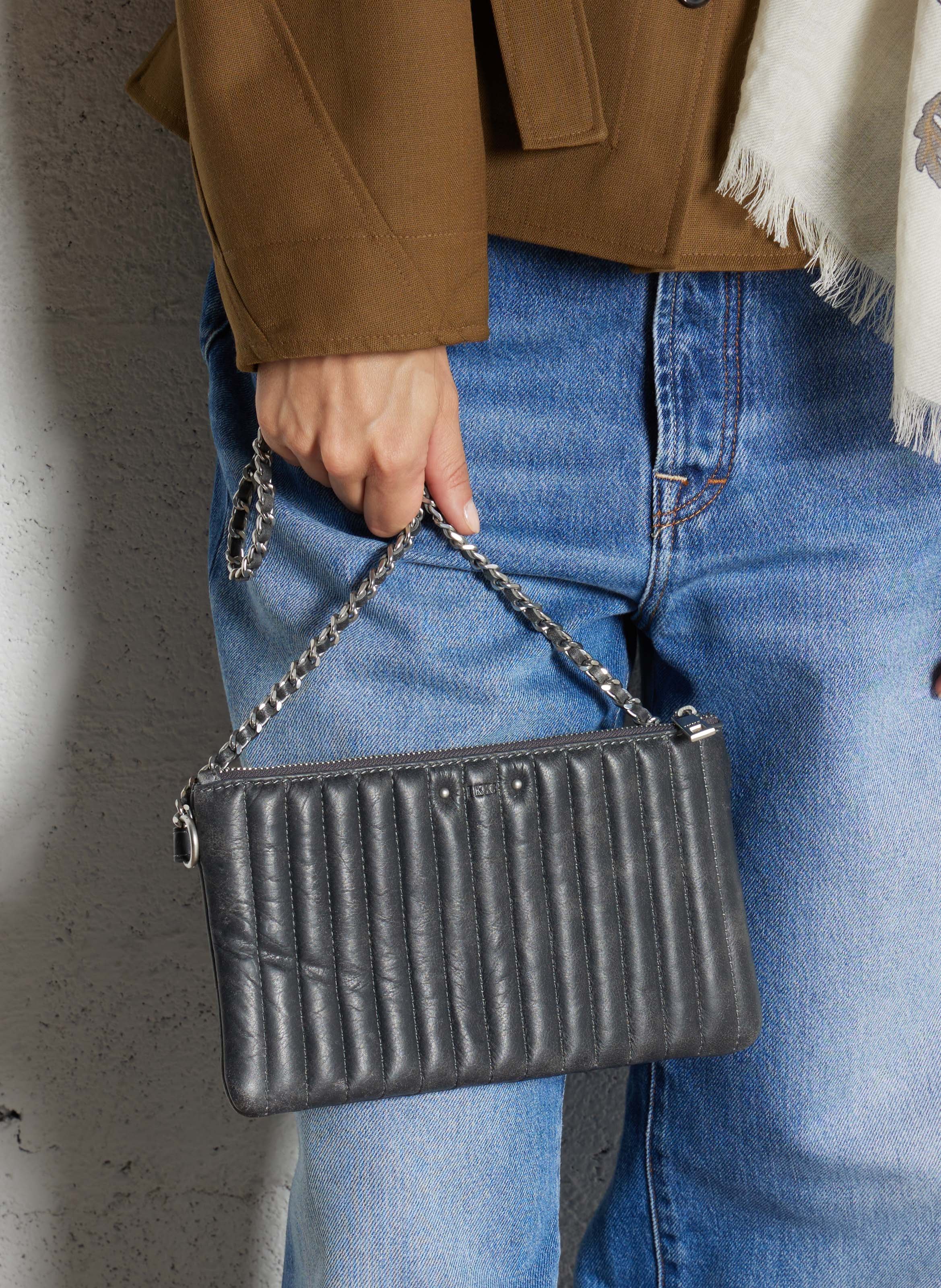 Sac bandoulière en cuir 111 vintage IKKS Gris