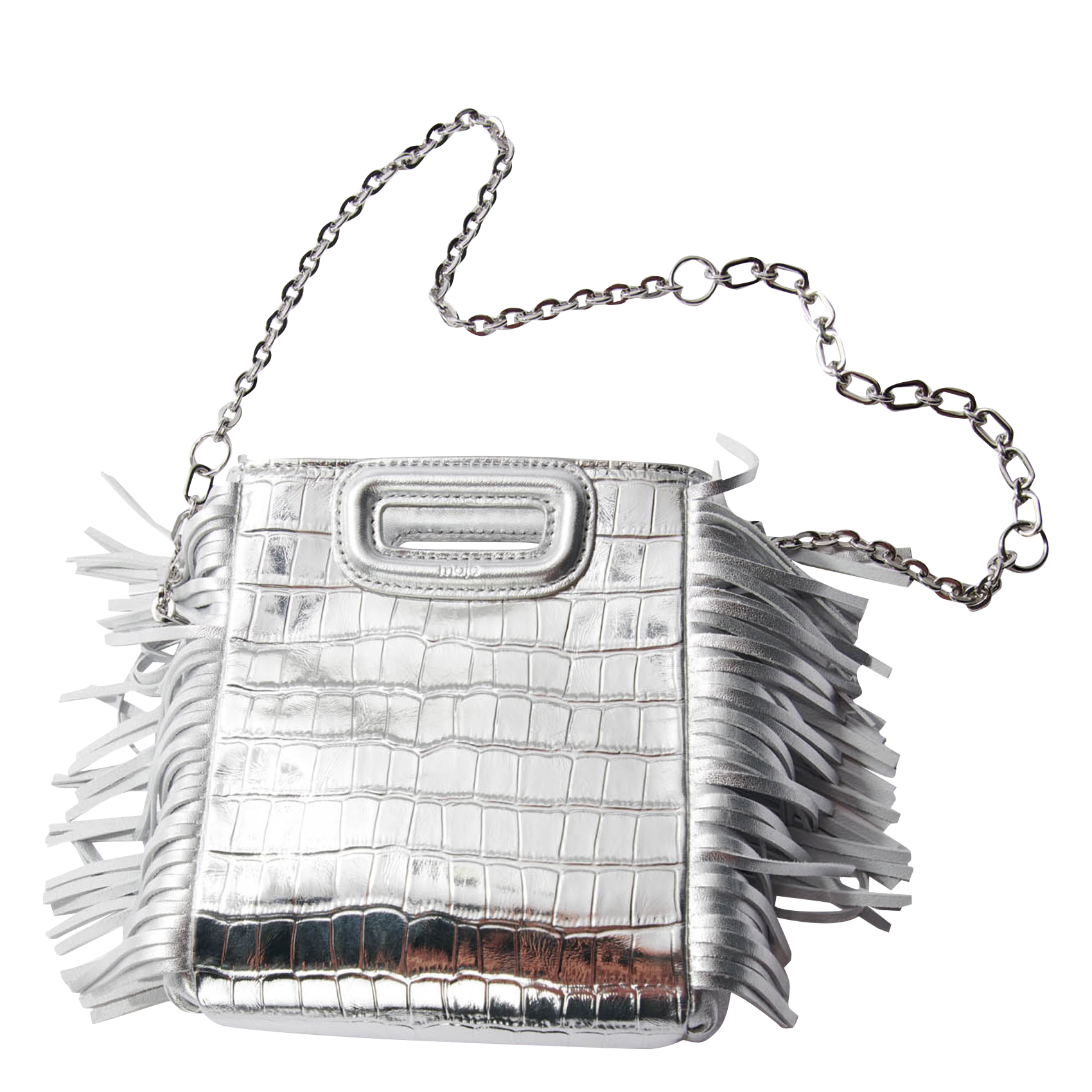 Sac bandoulière métallisé m mini MAJE Argent