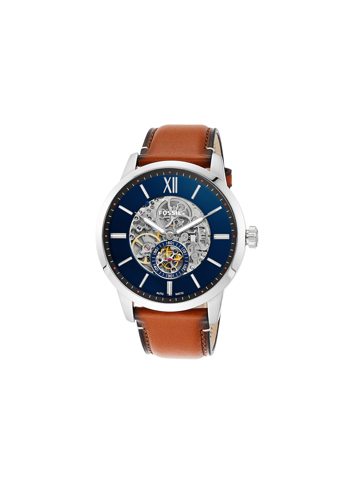 Montre Townsman bracelet en cuir FOSSIL Bleu