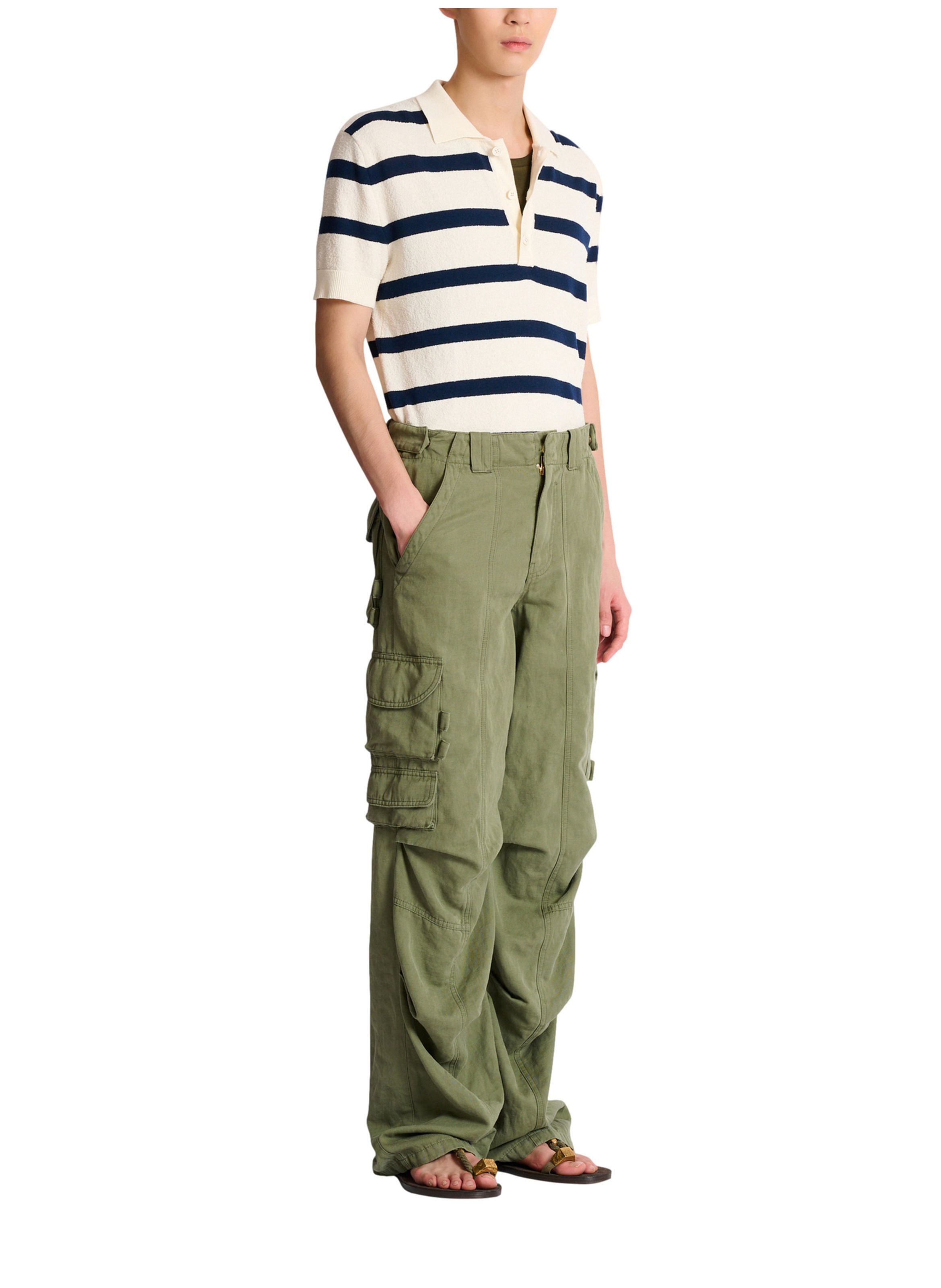 Pantalon cargo balmain stamp en coton et lin BALMAIN Vert