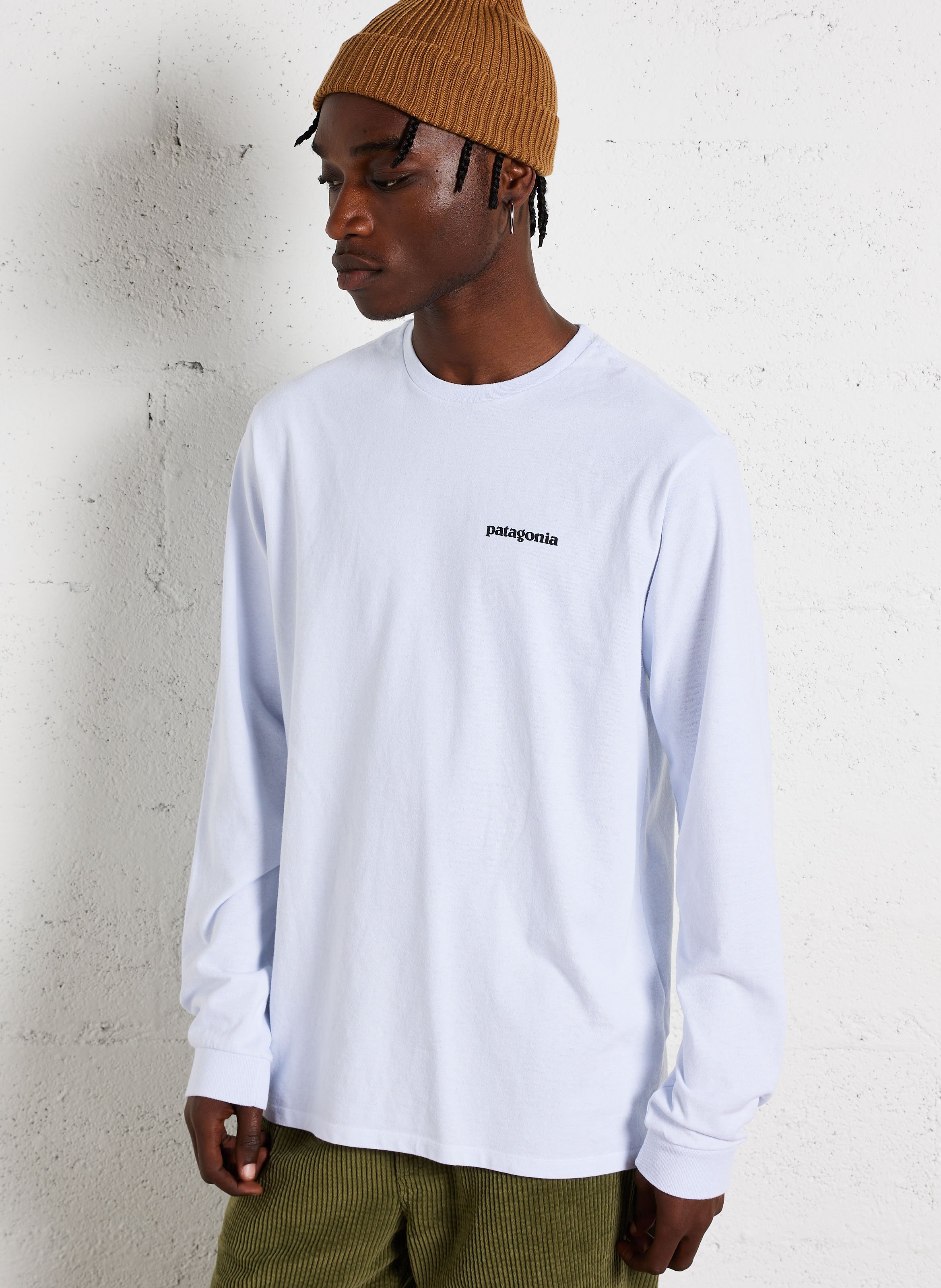 Tee-shirt col rond regular-fit sérigraphié en coton recyclé mélangé PATAGONIA Blanc